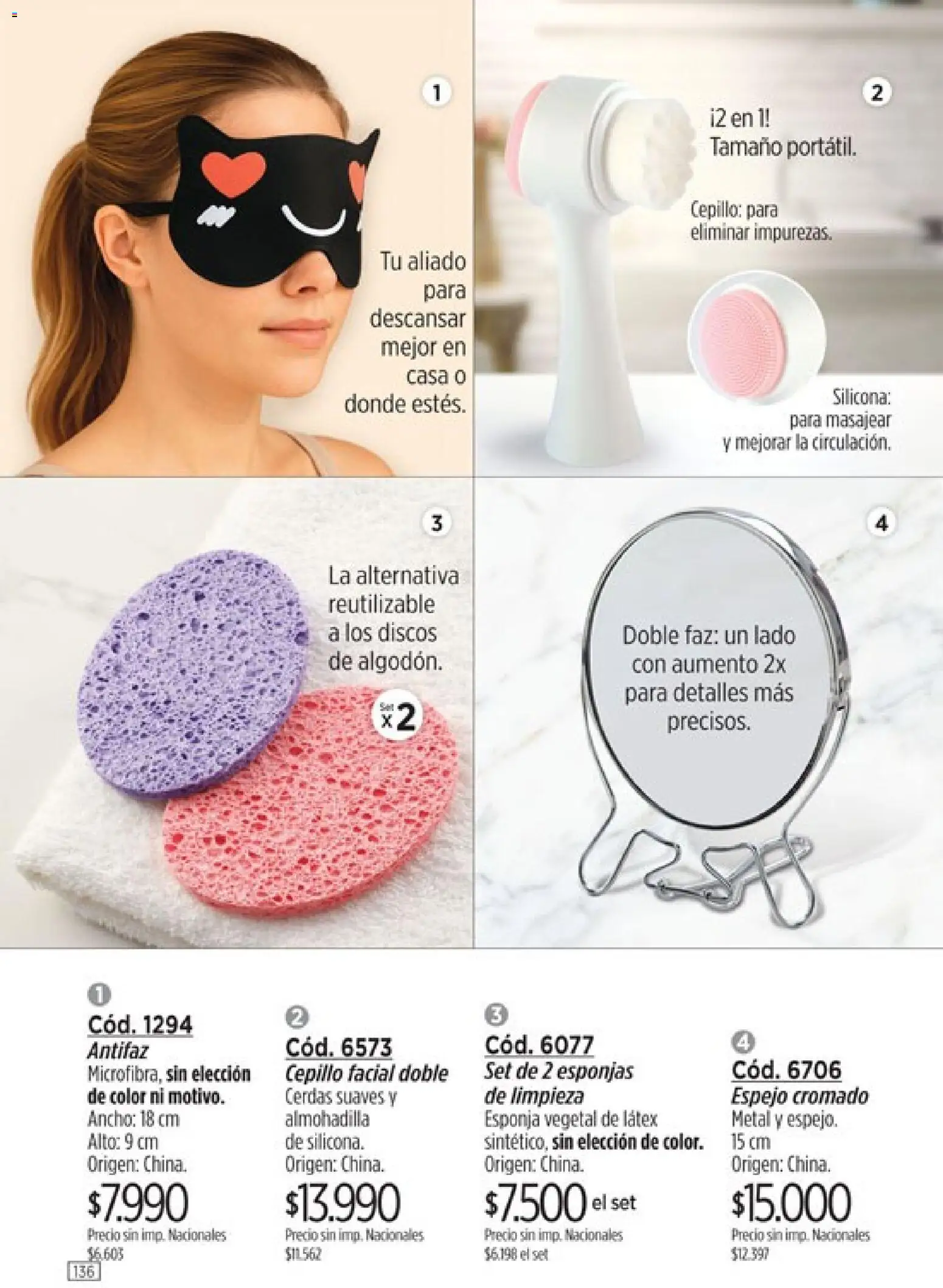 Catálogo Amodil Campaña 12 │ válido desde el 30/06/2026 | Página: 136 | Productos: Antifaz, Espejo, Cepillo, Esponja