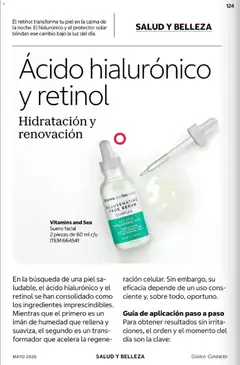 Vista previa de REJUVENATING FACE SERUM COMPLEX, SEA KALE HYALURONIC ACID FIRMS & TONES SOFTENS & SMOOTHES CALMS STRESSED SKIN 2 fl oz. e 60 mL, nuevo folleto de la tienda, válido en México a partir del 01.05.2026 | Página: 124 | Productos: Serum, Imán, Sobre, Protector solar
