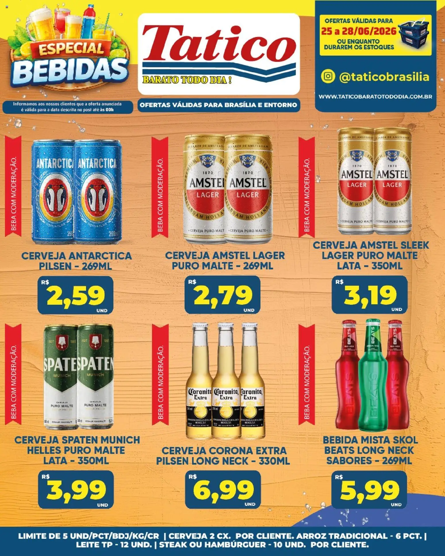 Tatico Folheto - válido de 26/06/2026 | Página: 44 | Produtos: Leite, Cerveja, Hambúrguer, Bebida
