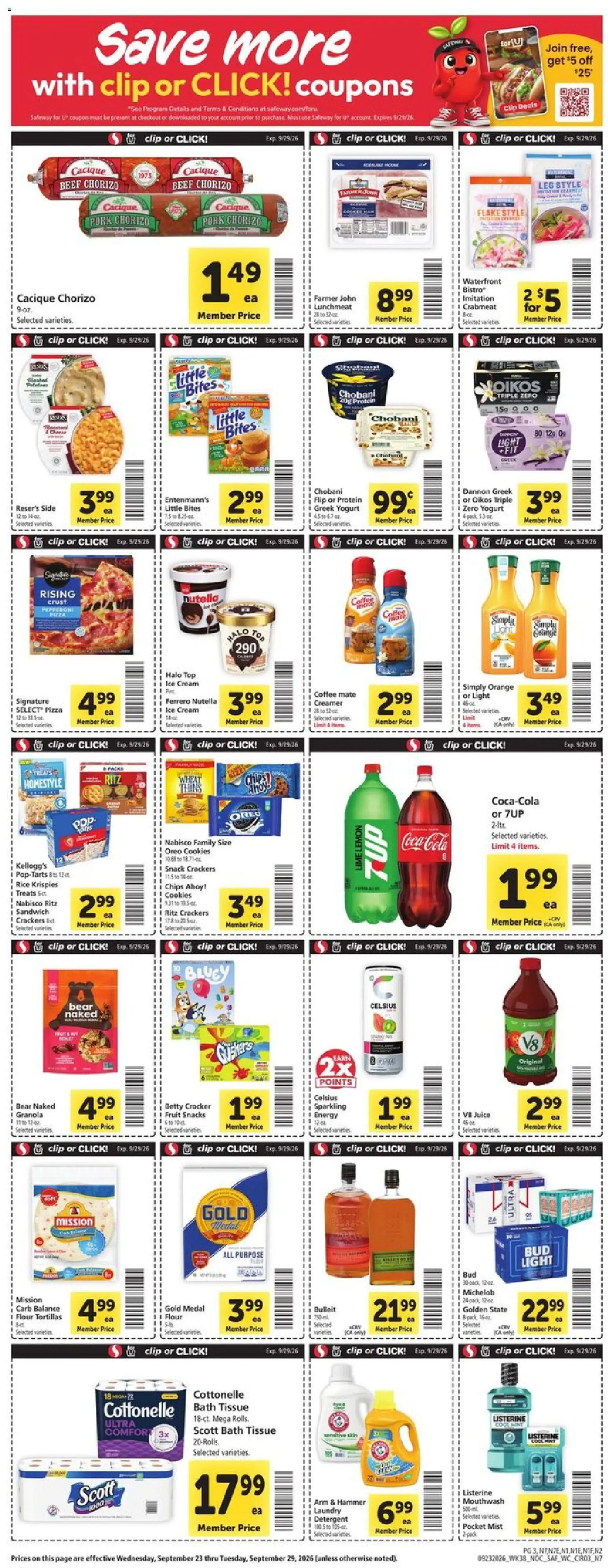 Safeway Weekly Ad - valid from 09/23/2026 | Page: 3 | Products: Wc, Clip, Juice, Flour