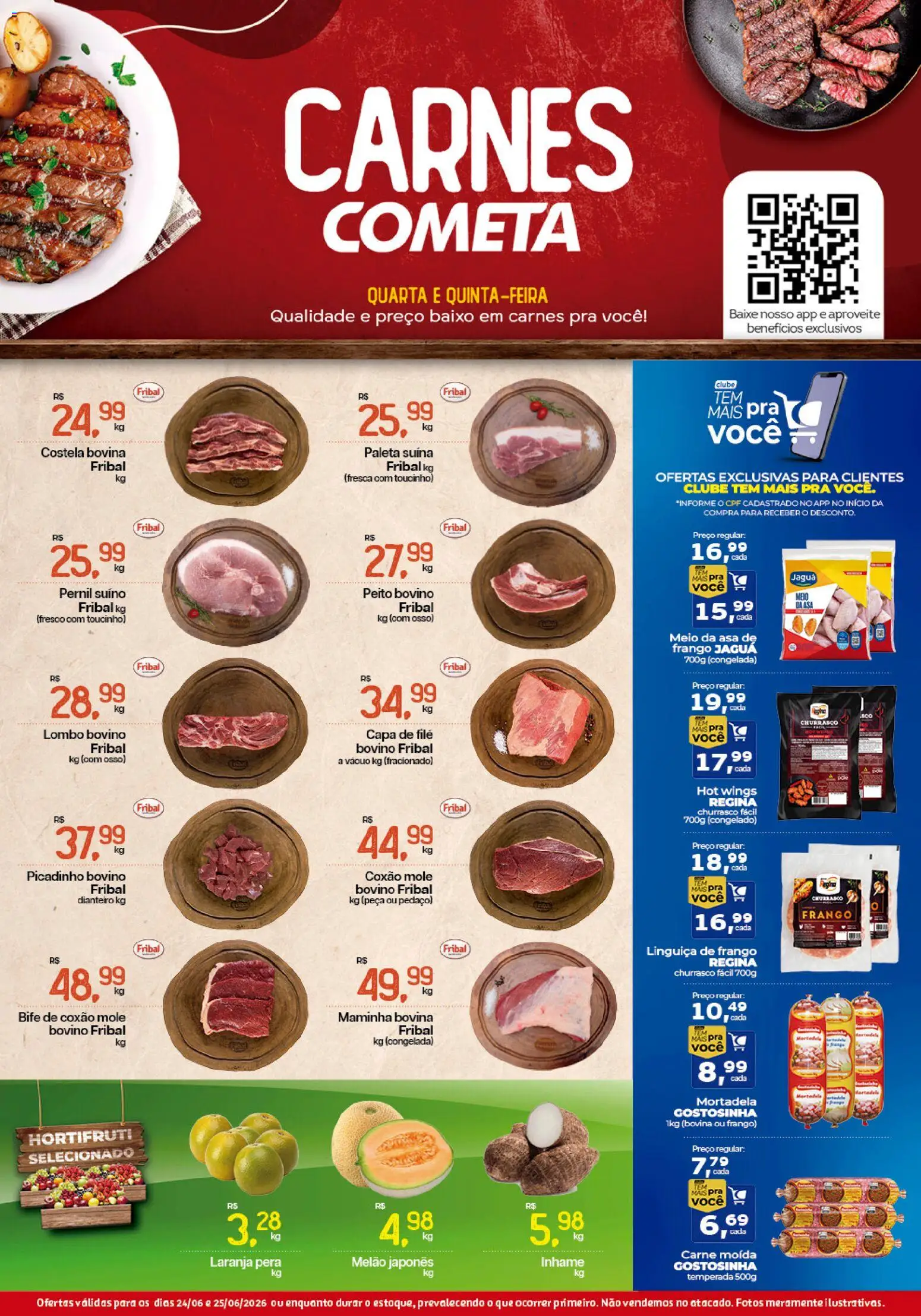 Cometa Supermercados Folheto - válido de 24/06/2026 | Página: 1 | Produtos: Inhame, Maminha, Asa de frango, Frango