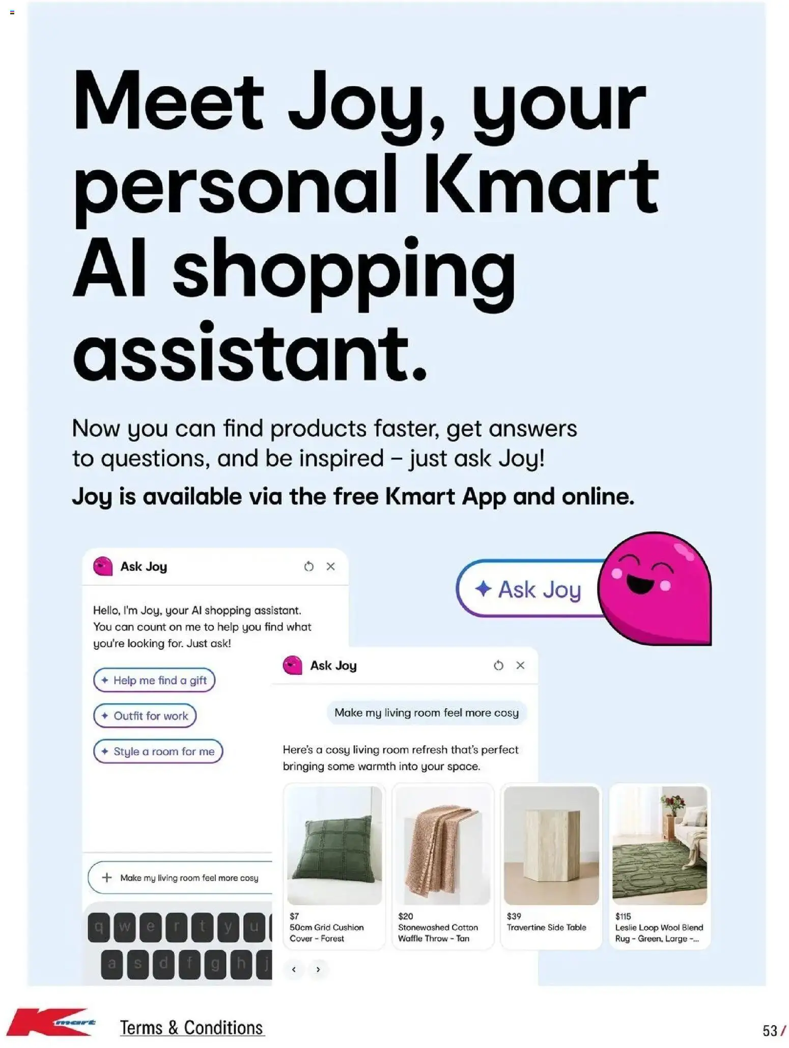 Kmart catalogue - valid from 24/06/2026 | Page: 53 | Products: Rug, Table, Cushion