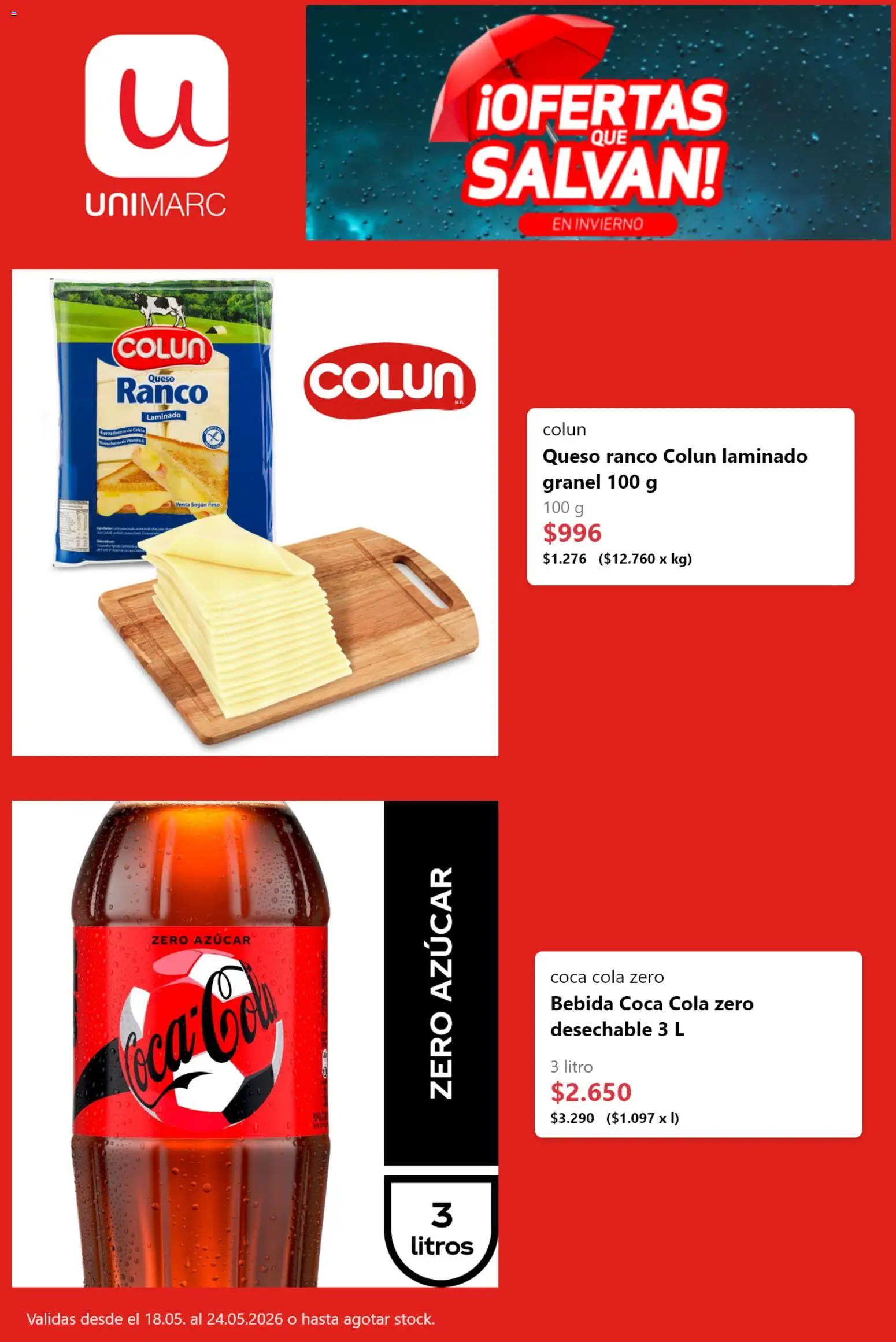 Unimarc Ofertas  │ válido desde el 18.05.2026 | Página: 2 | Productos: Peso, Queso, Azucar, Fuente
