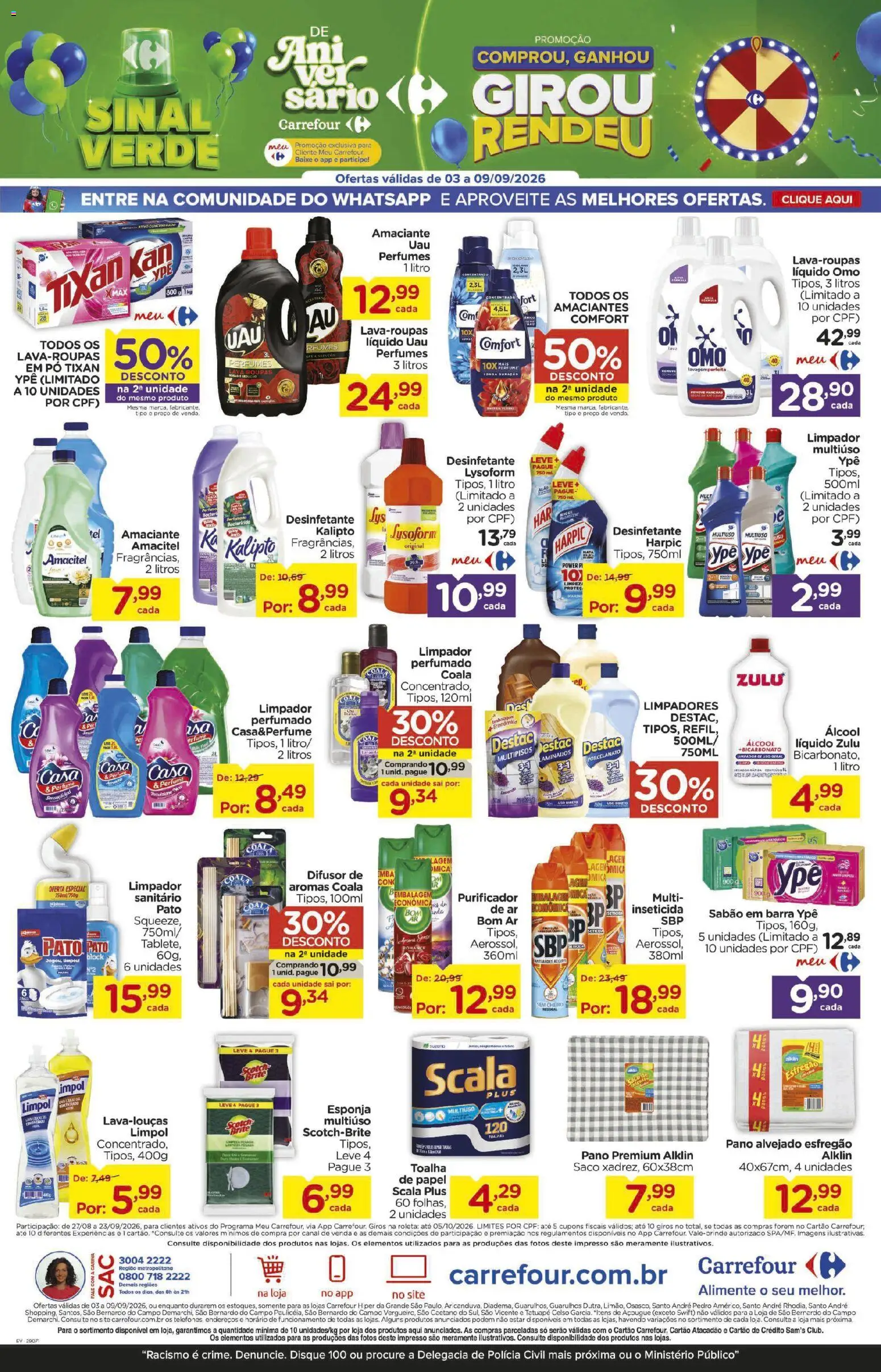 Carrefour Folheto - válido de 03/09/2026 | Página: 16 | Produtos: Difusor, Esponja, Limpador multiuso, Roupas