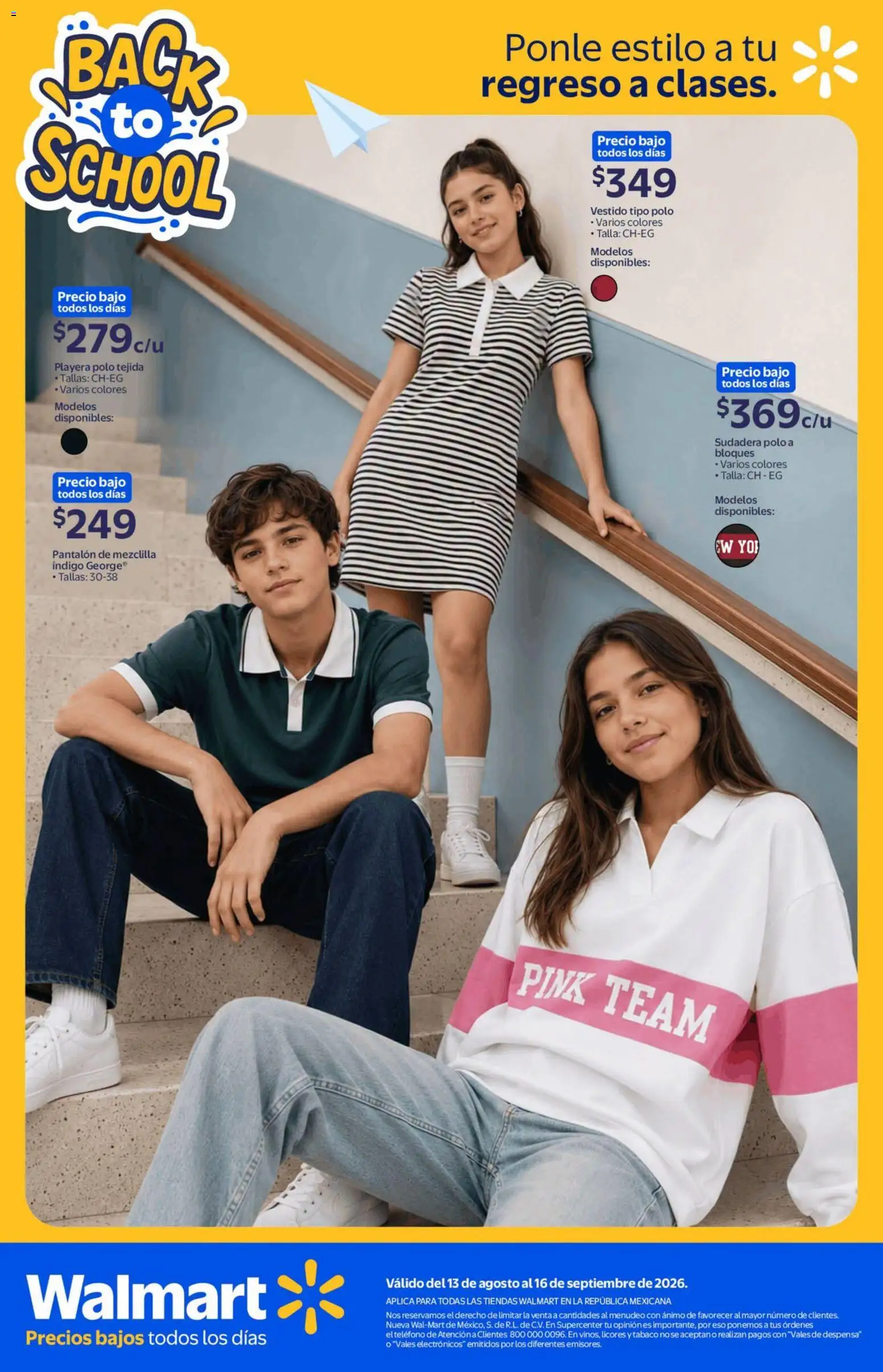 Nuevas ofertas de Walmart válidas en toda la República Mexicana desde el 13/08/2026. ¡Encuentra las mejores ofertas en Walmart folleto Back to School! | Página: 14 | Productos: Vestido, Playera, Despensa, Teléfono