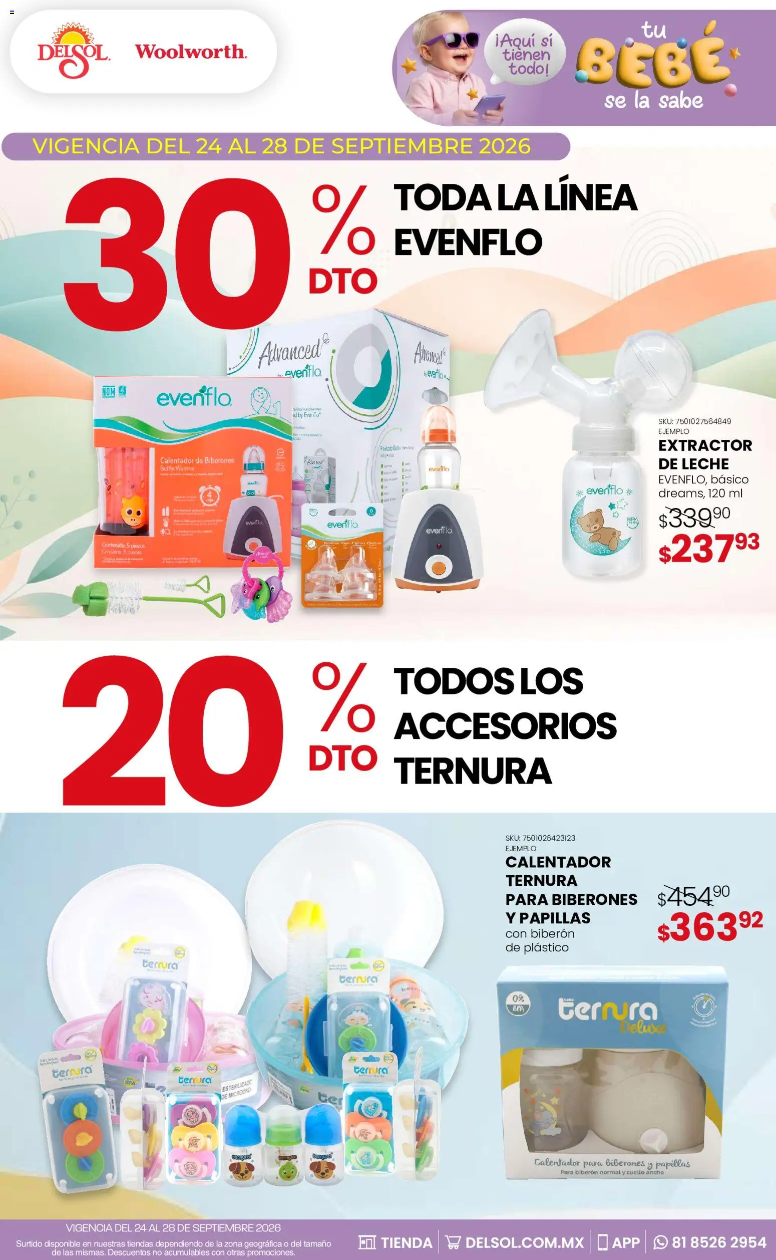 Nuevas ofertas de Del Sol y Woolworth válidas en toda la República Mexicana desde el 24/09/2026. ¡Encuentra las mejores ofertas en Del Sol y Woolworth catálogo! | Página: 13 | Productos: Biberón, Leche, Papillas, Biberones