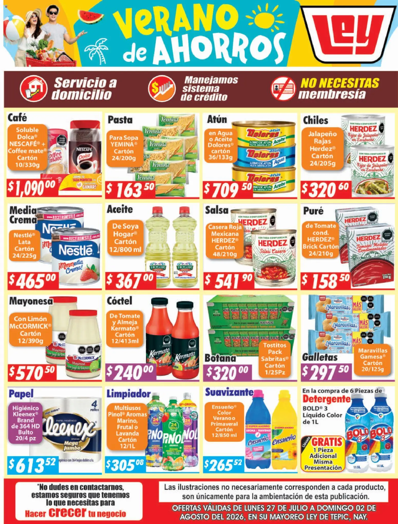 Nuevas ofertas de Casa Ley válidas en toda la República Mexicana desde el 27/07/2026. ¡Encuentra las mejores ofertas en Casa Ley folleto Tepic! | Página: 2 | Productos: Atún, Sopa, Galletas, Tomates
