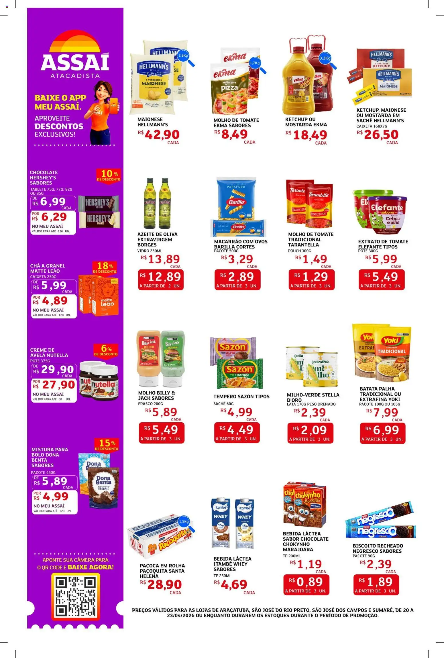 Assaí Atacadista Folheto - válido de 20.04.2026 | Página: 2 | Produtos: Macarrão, Bebida, Batata palha, Câmera