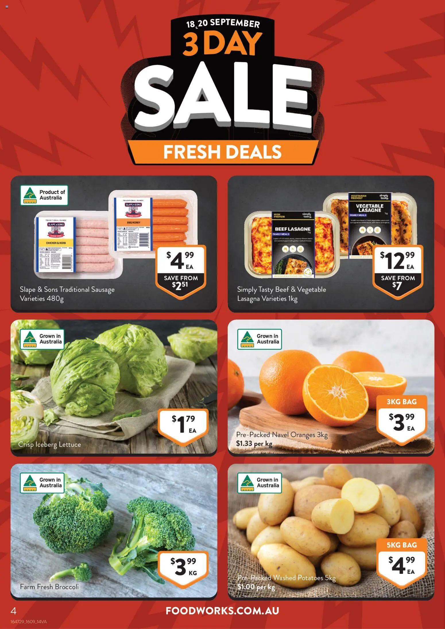 Foodworks catalogue - valid from 16/09/2026 | Page: 4 | Products: Broccoli, Herb, Oranges, Lasagne