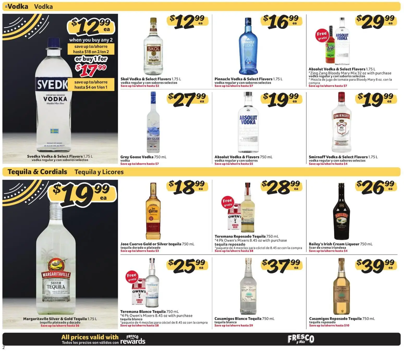 Fresco y Más Alcohol Flyer - valid from 08/03/2026 | Page: 2 | Products: Cream liqueur, Grey Goose, Tequila, Cream