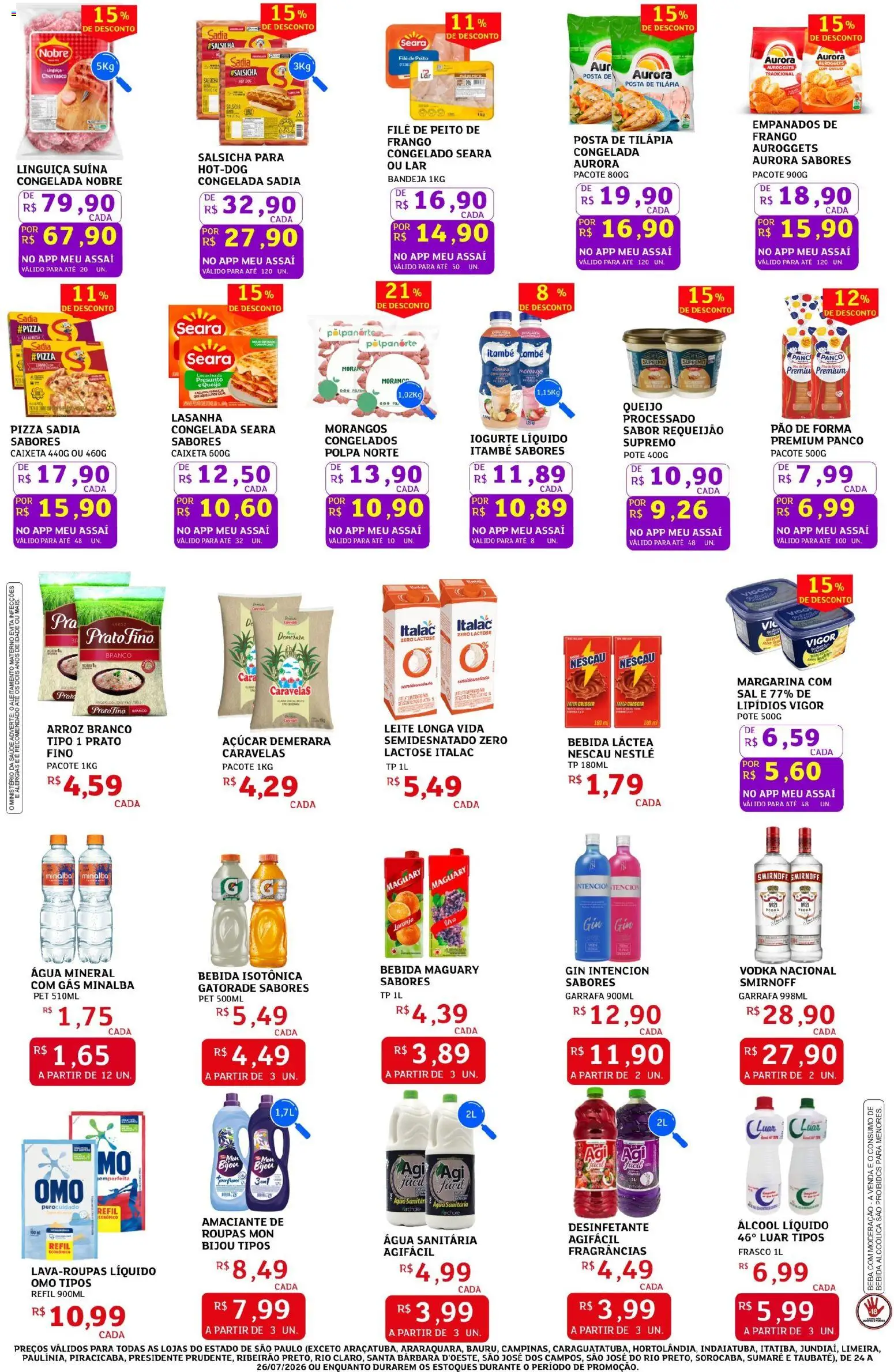 Assaí Atacadista Folheto - válido de 24/07/2026 | Página: 2 | Produtos: Nescau, Gin, Vodka, Água mineral
