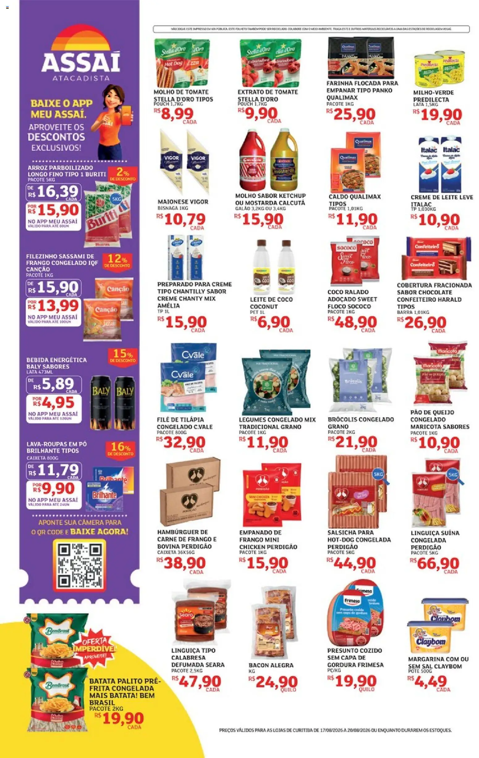 Assaí Atacadista Folheto - válido de 17/08/2026 | Página: 2 | Produtos: Linguiça, Leite, Tilápia, Arroz