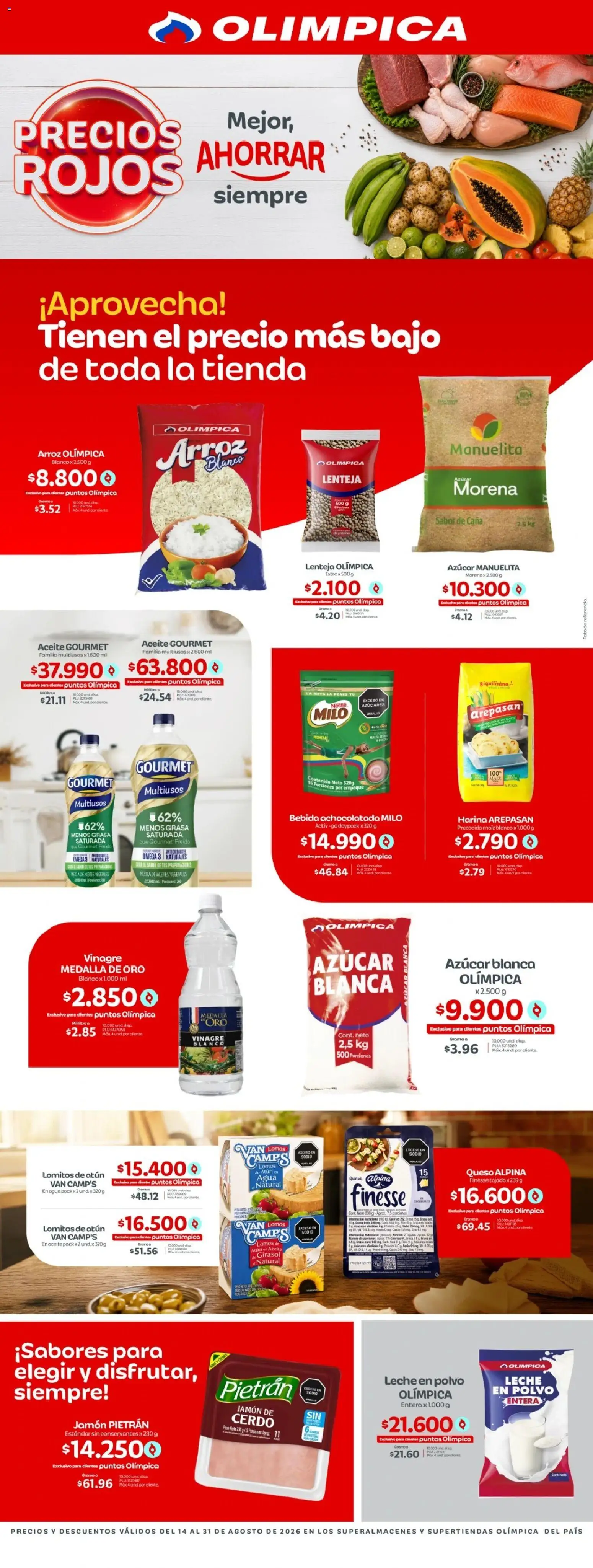 Olímpica revista - valida desde el 14/08/2026 | Página: 1 | Productos: Omega 3, Peso, Leche en polvo, Lenteja