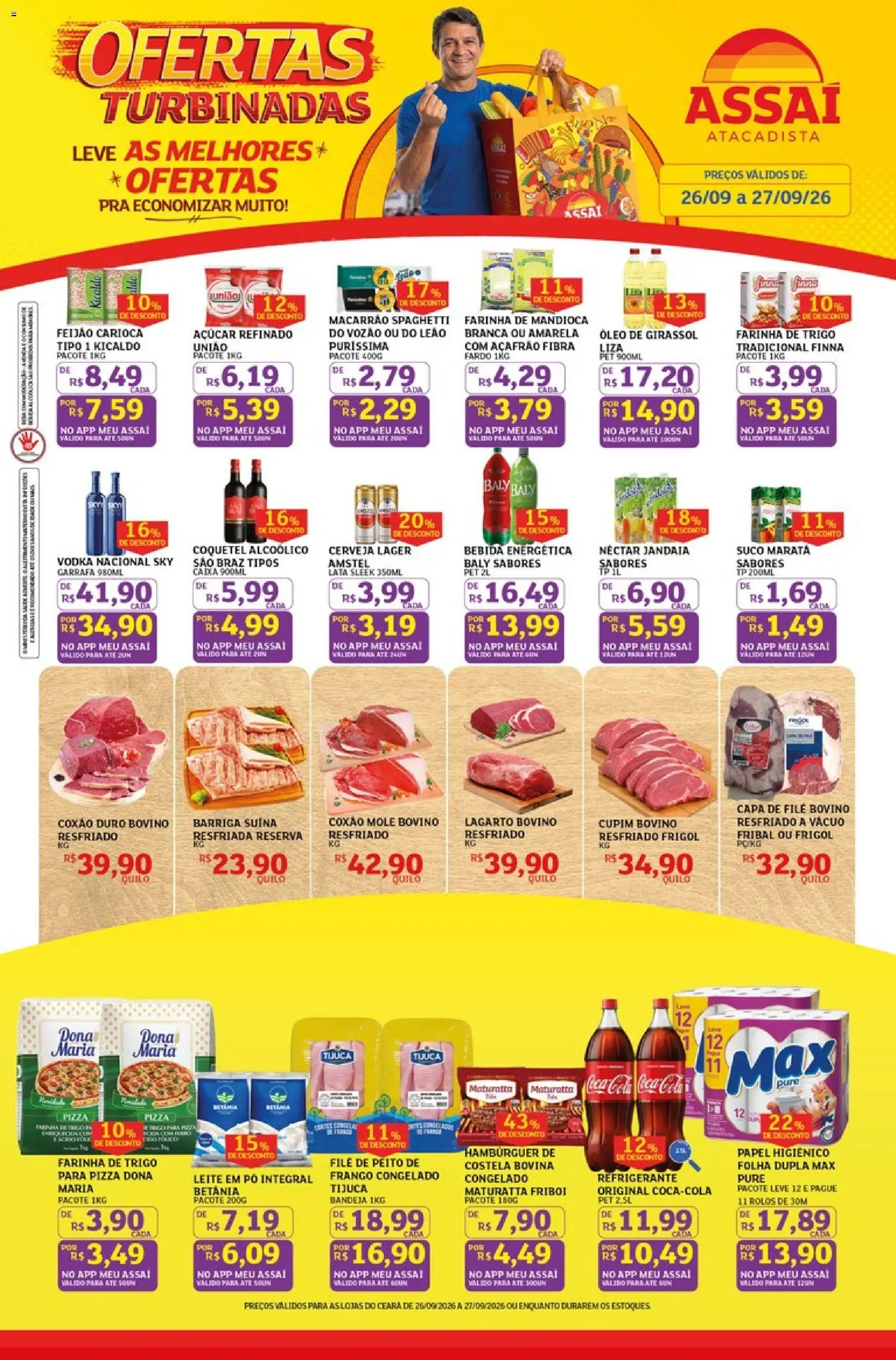 Assaí Atacadista Folheto - válido de 26/09/2026 | Página: 1 | Produtos: Farinha, Macarrão, Açúcar, Frango