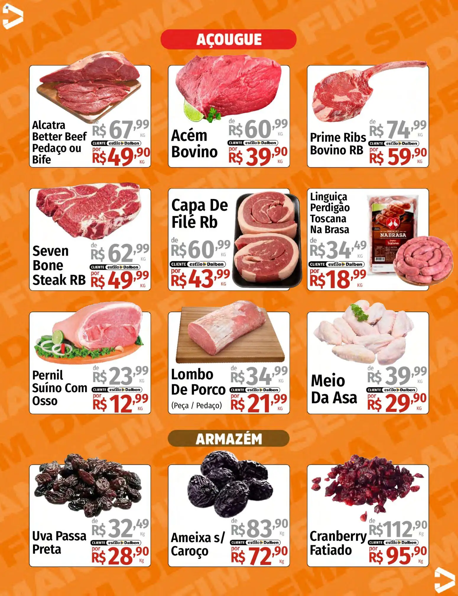 Supermercado Dalben Folheto - válido de 31/07/2026 | Página: 5 | Produtos: Acém, Boné, Uva passa, Ameixa