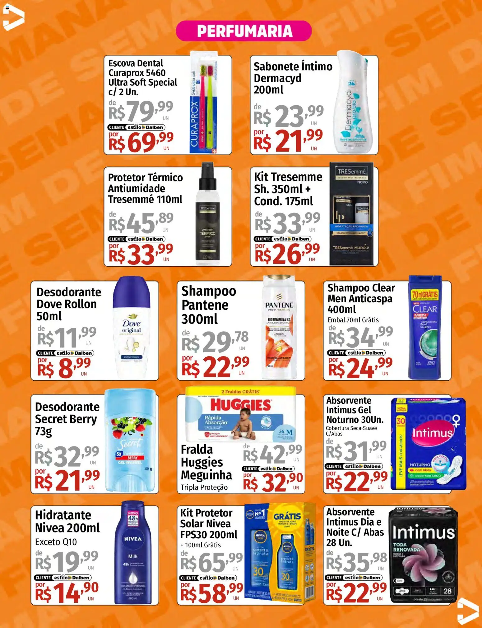 Supermercado Dalben Folheto - válido de 14/08/2026 | Página: 13 | Produtos: Escova, Sabonete, Fraldas, Dove