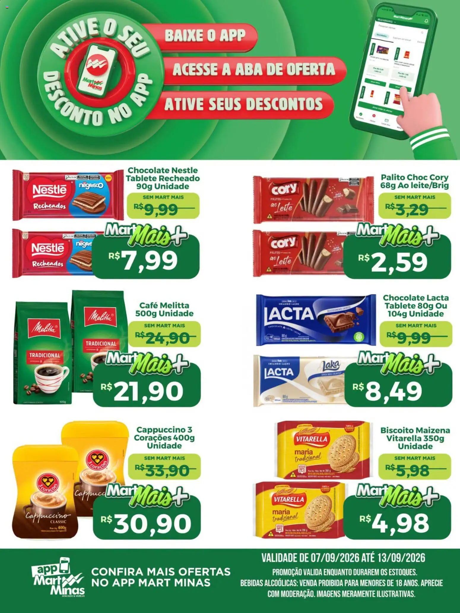 Mart Minas Folheto - válido de 07/09/2026 | Página: 1 | Produtos: Cappuccino, Bebidas, Leite, Café