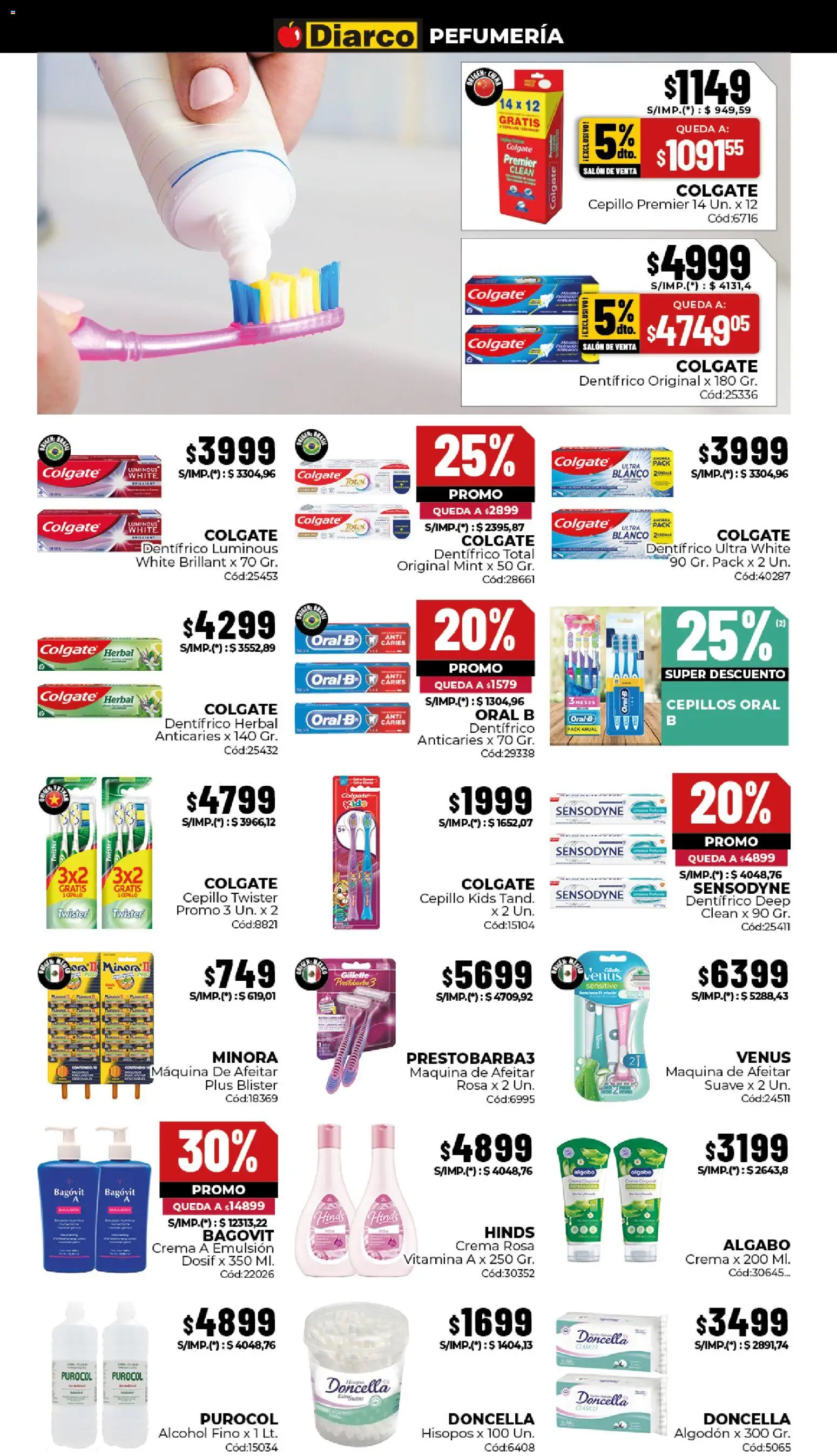 Diarco ofertas │ válido desde el 29/06/2026 | Página: 14 | Productos: Algodón, Maquina de afeitar, Cepillo, Emulsión