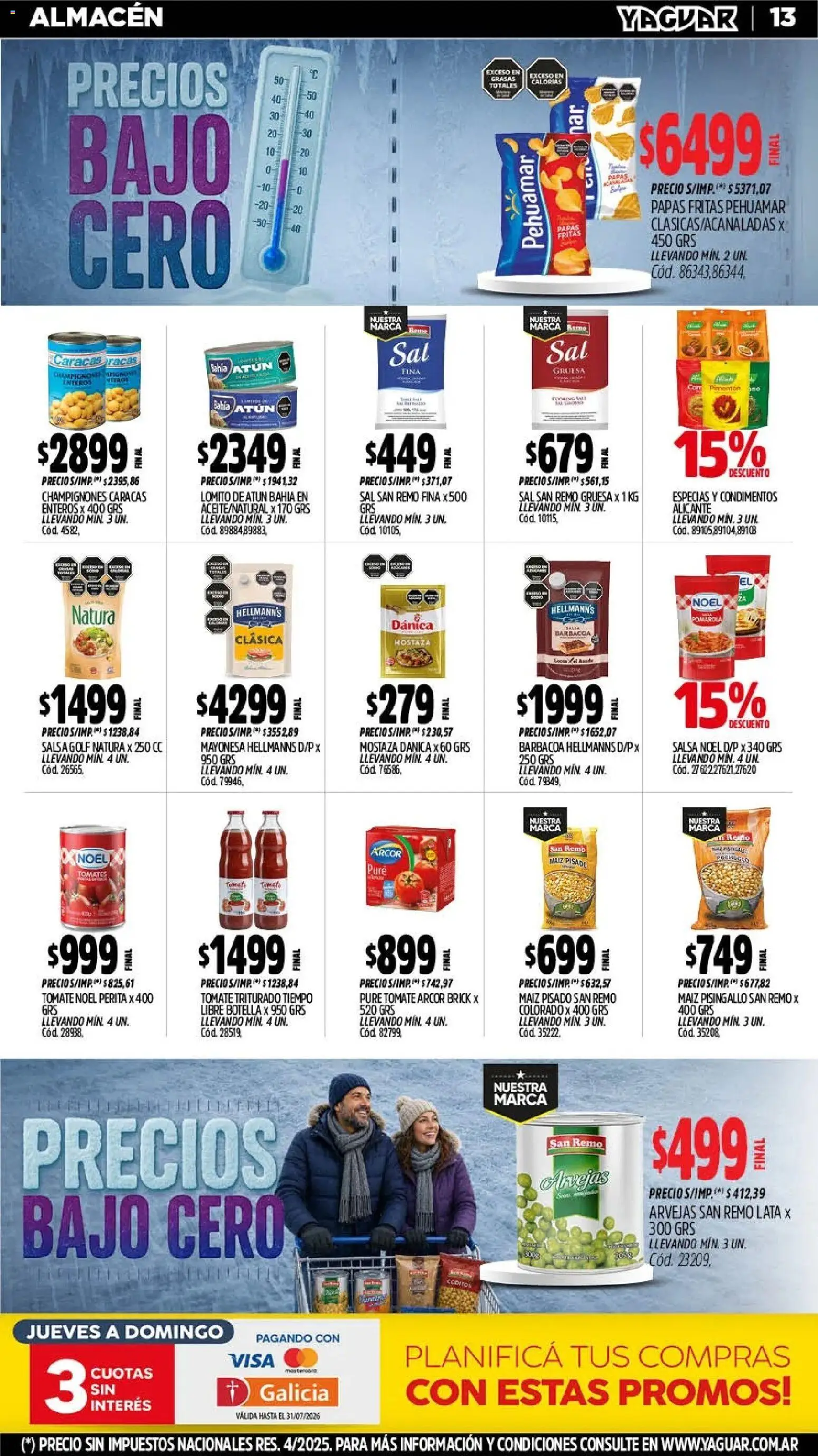 Yaguar - Oferta Semanal Trelew │ válido desde el 27/07/2026 | Página: 16 | Productos: Mayonesa, Arvejas, Maiz, Sal