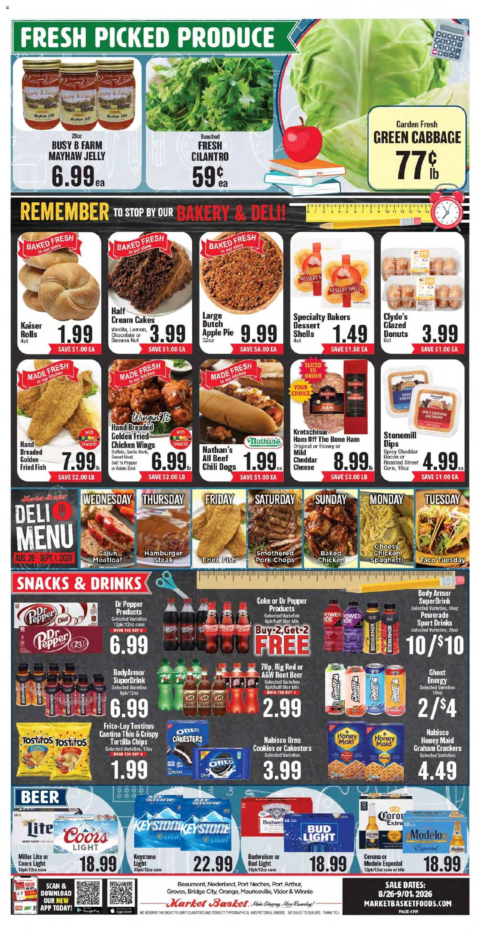 Market Basket Weekly Ad - valid from 08/26/2026 | Page: 6 | Products: Honey, Bacon, Dessert, Apple Pie
