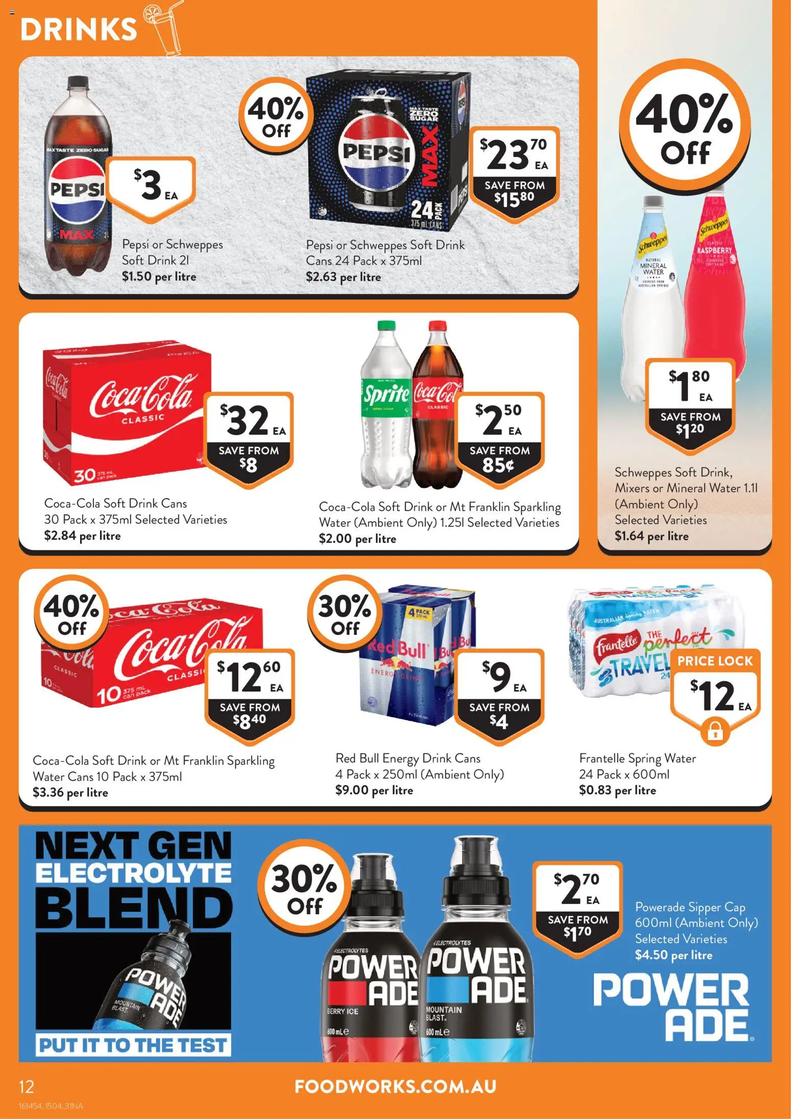 Foodworks catalogue - valid from 15.04.2026 | Page: 12 | Products: Energy drink, Pepsi, Sugar, Raspberry