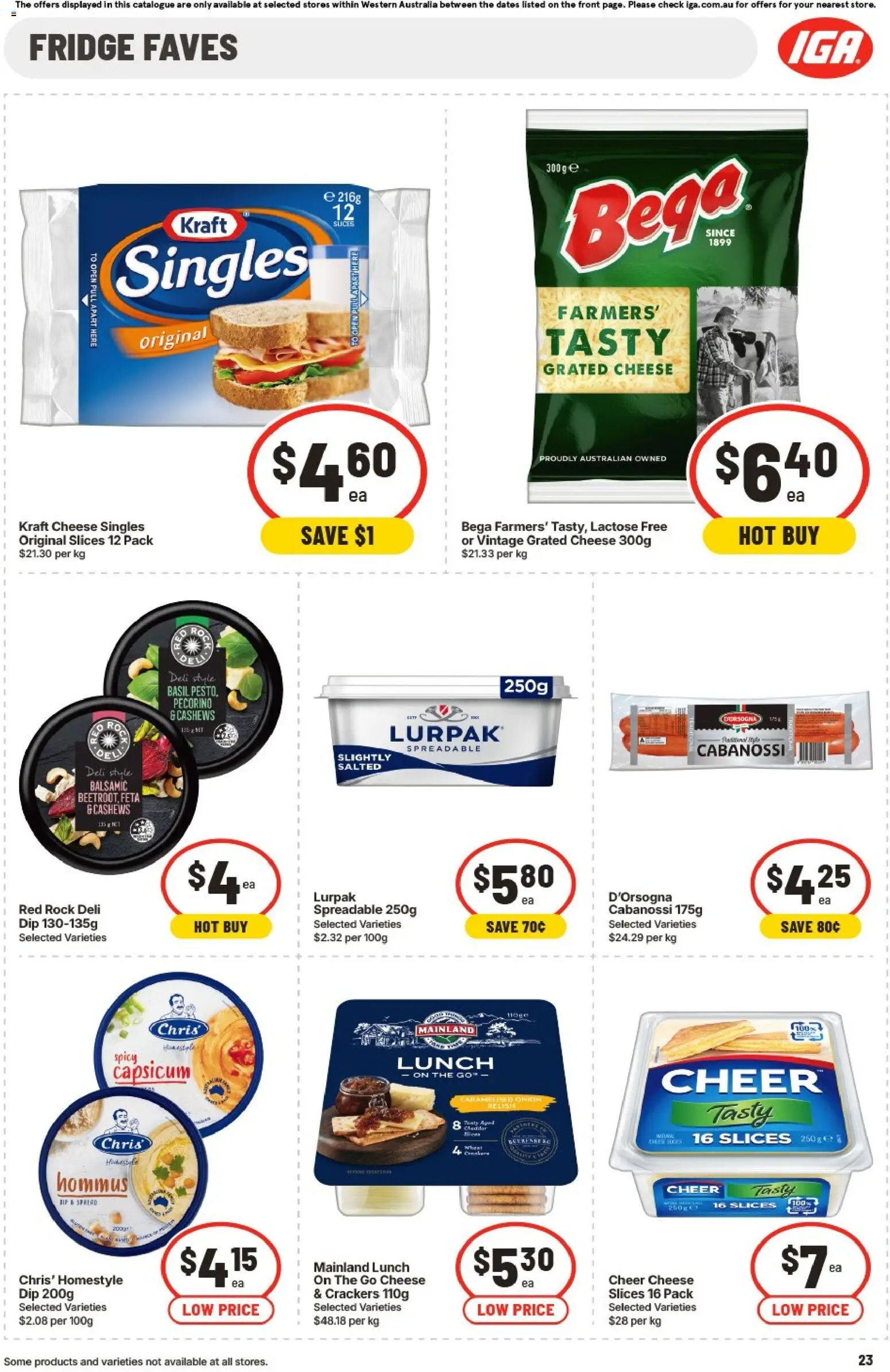 IGA catalogue - valid from 26/08/2026 | Page: 23 | Products: Crackers, Fridge, Grated cheese, Spread