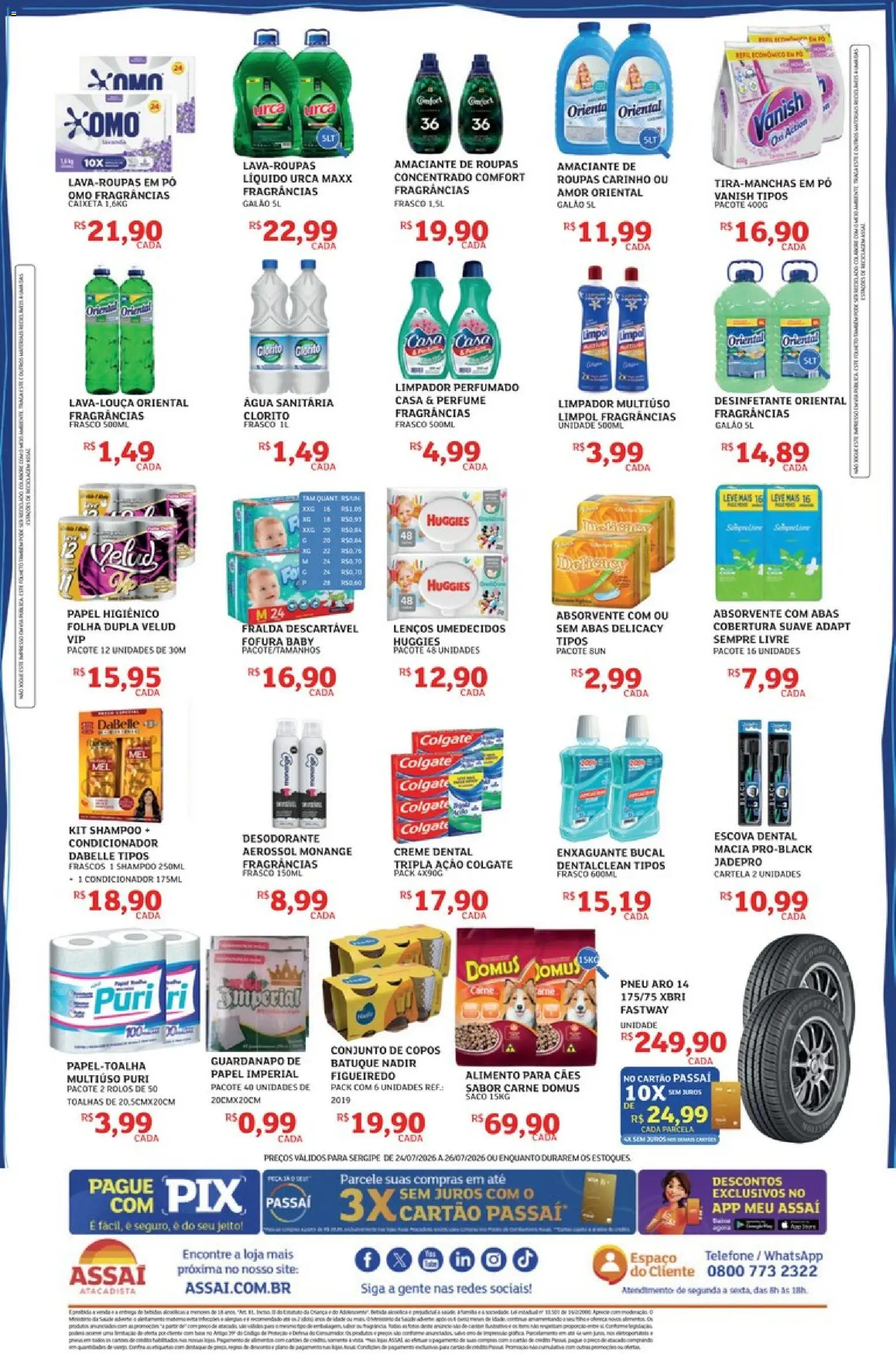 Assaí Atacadista Folheto - válido de 24/07/2026 | Página: 4 | Produtos: Shampoo, Limpador multiuso, Sempre Livre, Guardanapo