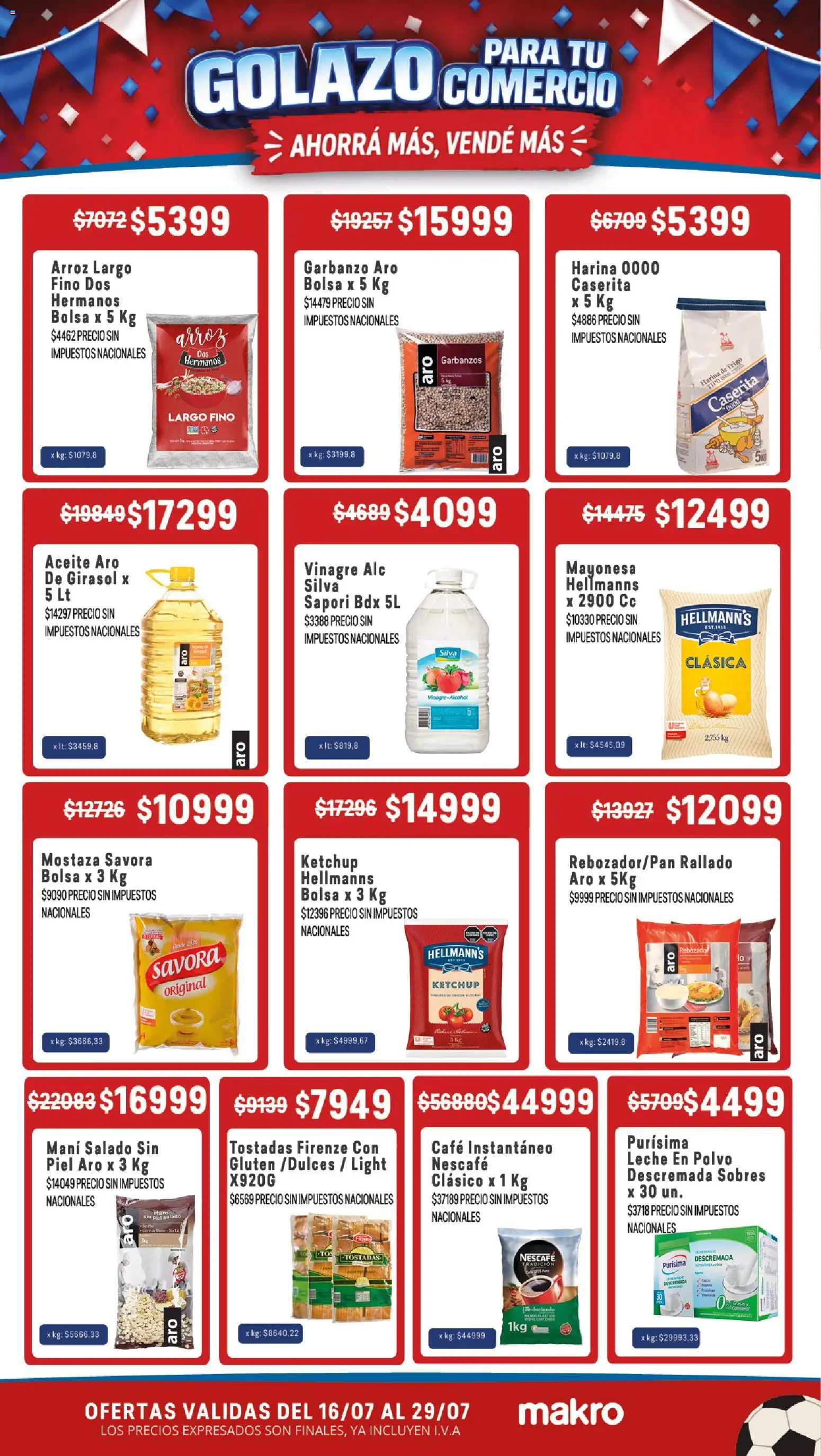 Makro - GOLAZO PARA TU COMERCIO │ válido desde el 16/07/2026 | Página: 3 | Productos: Bolsa, Aceite, Polvo, Té