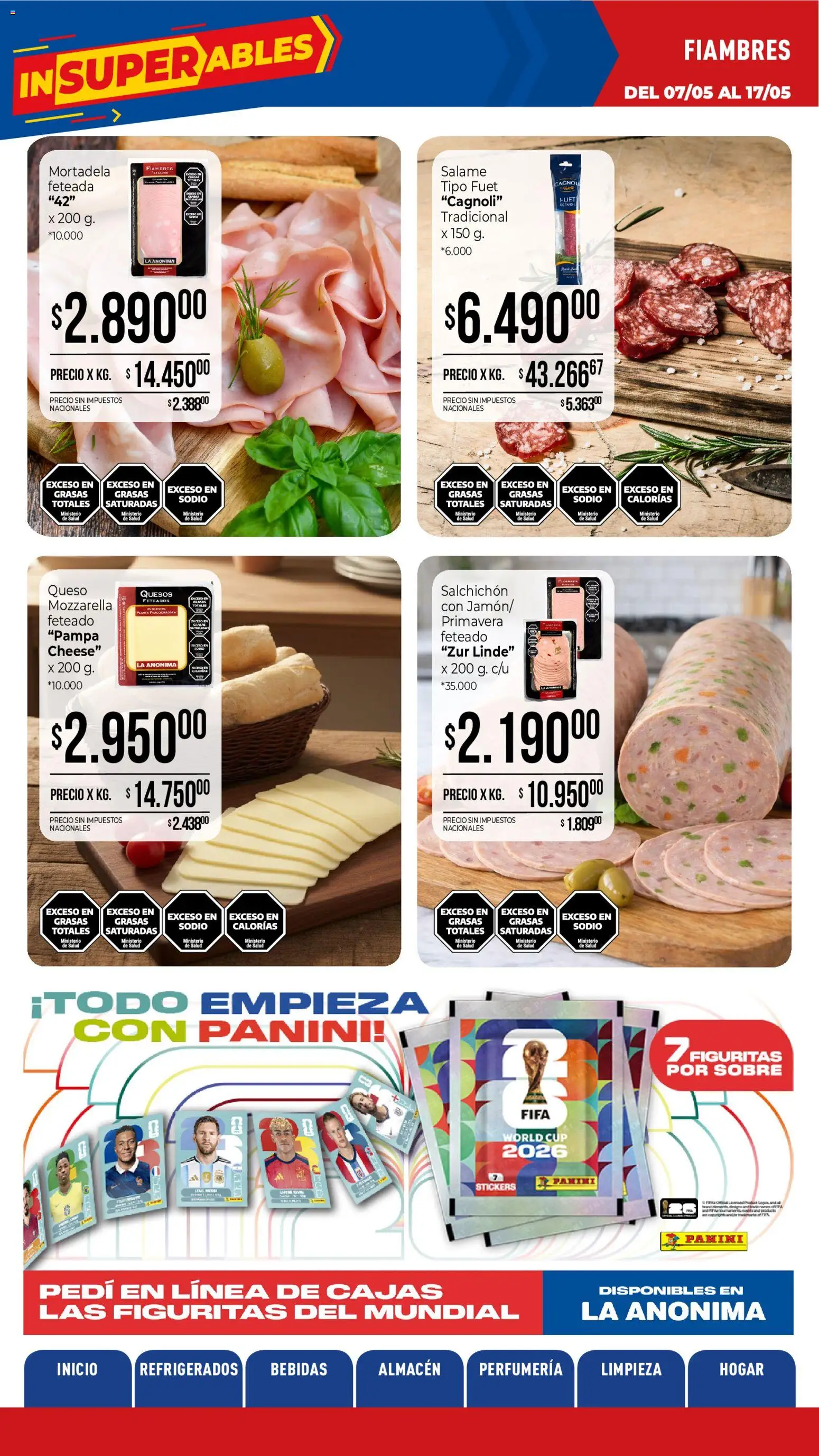 La Anonima catálogo │ válido desde el 07.05.2026 | Página: 4 | Productos: Sobre, Mortadela, Salame, Planta