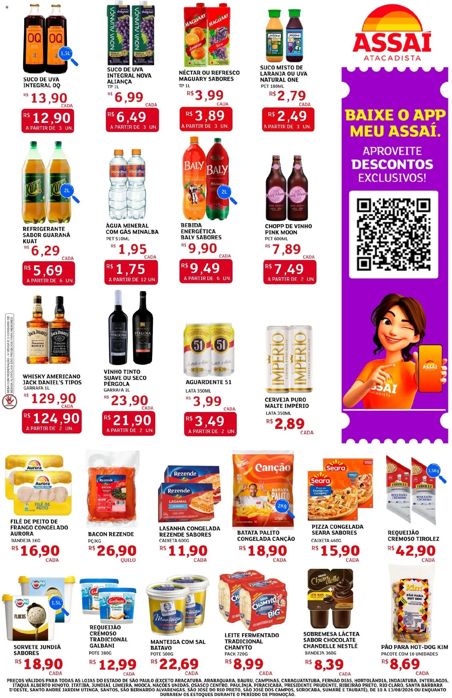 Assaí Atacadista Folheto - válido de 10/08/2026 | Página: 3 | Produtos: Guaraná, Minalba, Lasanha, Requeijão