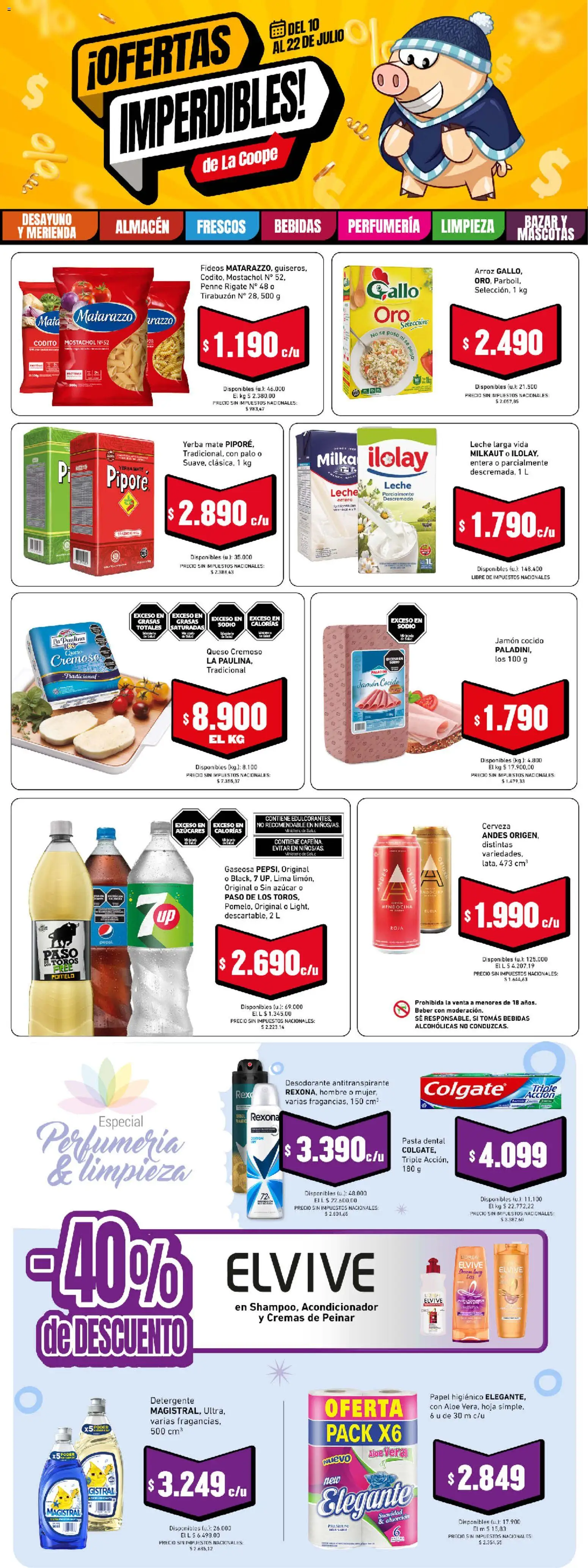 Cooperativa Obrera catálogo │ válido desde el 10/07/2026 | Página: 1 | Productos: Yerba, Pasta dental, Leche, Fideos