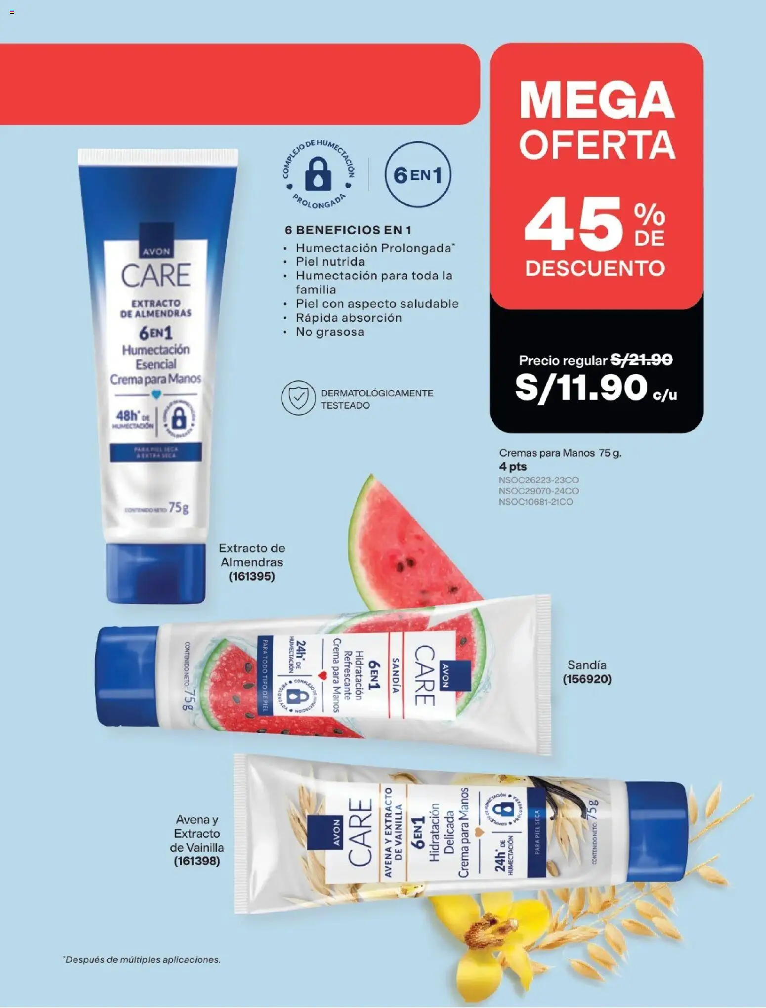Catálogo Avon válido desde 15/09/2026 | Página: 134 | Productos: Crema, Avena, Almendras, Crema para manos
