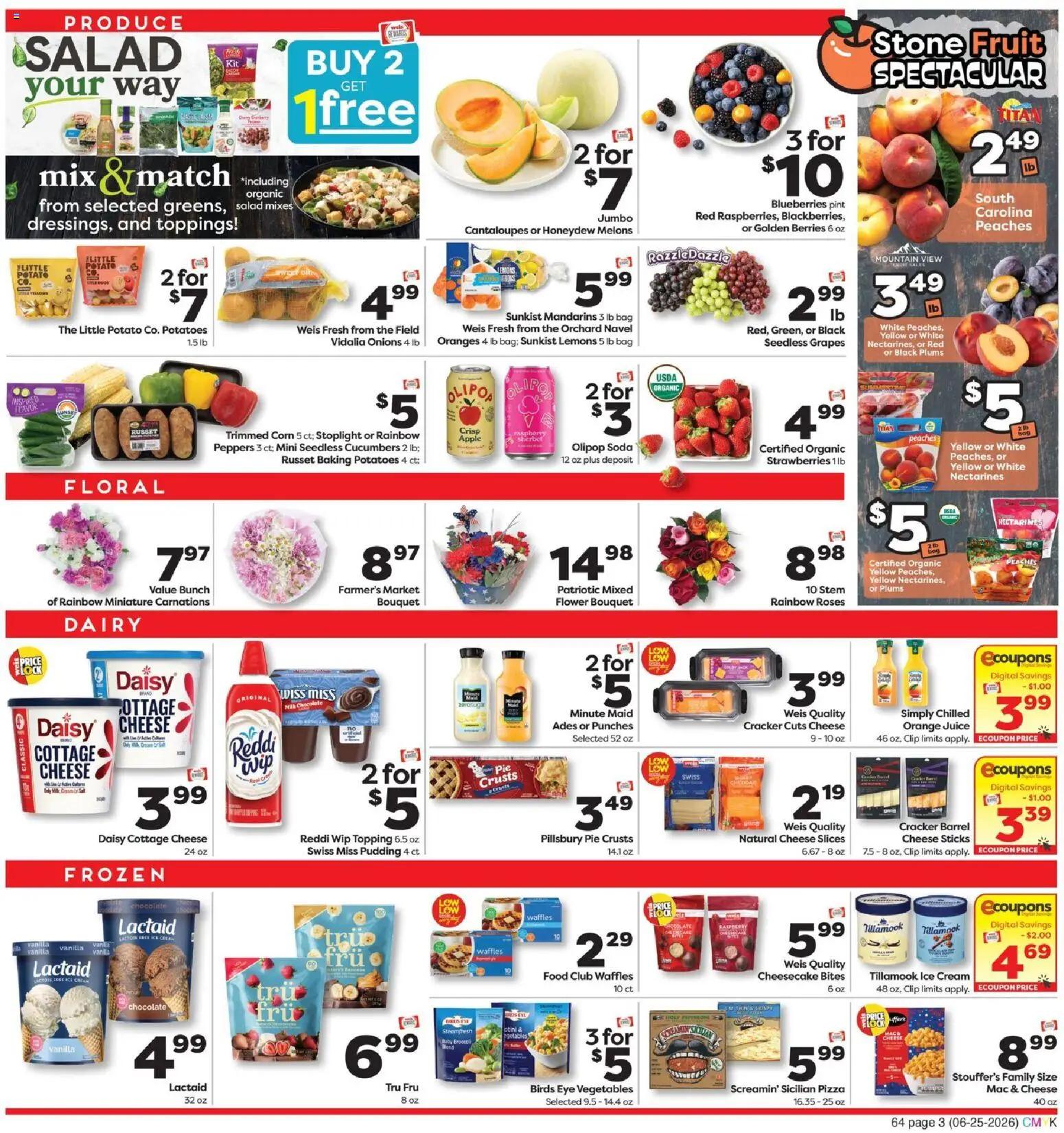 Weis Weekly Circular - NY - valid from 06/25/2026 | Page: 3 | Products: Mandarins, Peppers, Clip, Potatoes