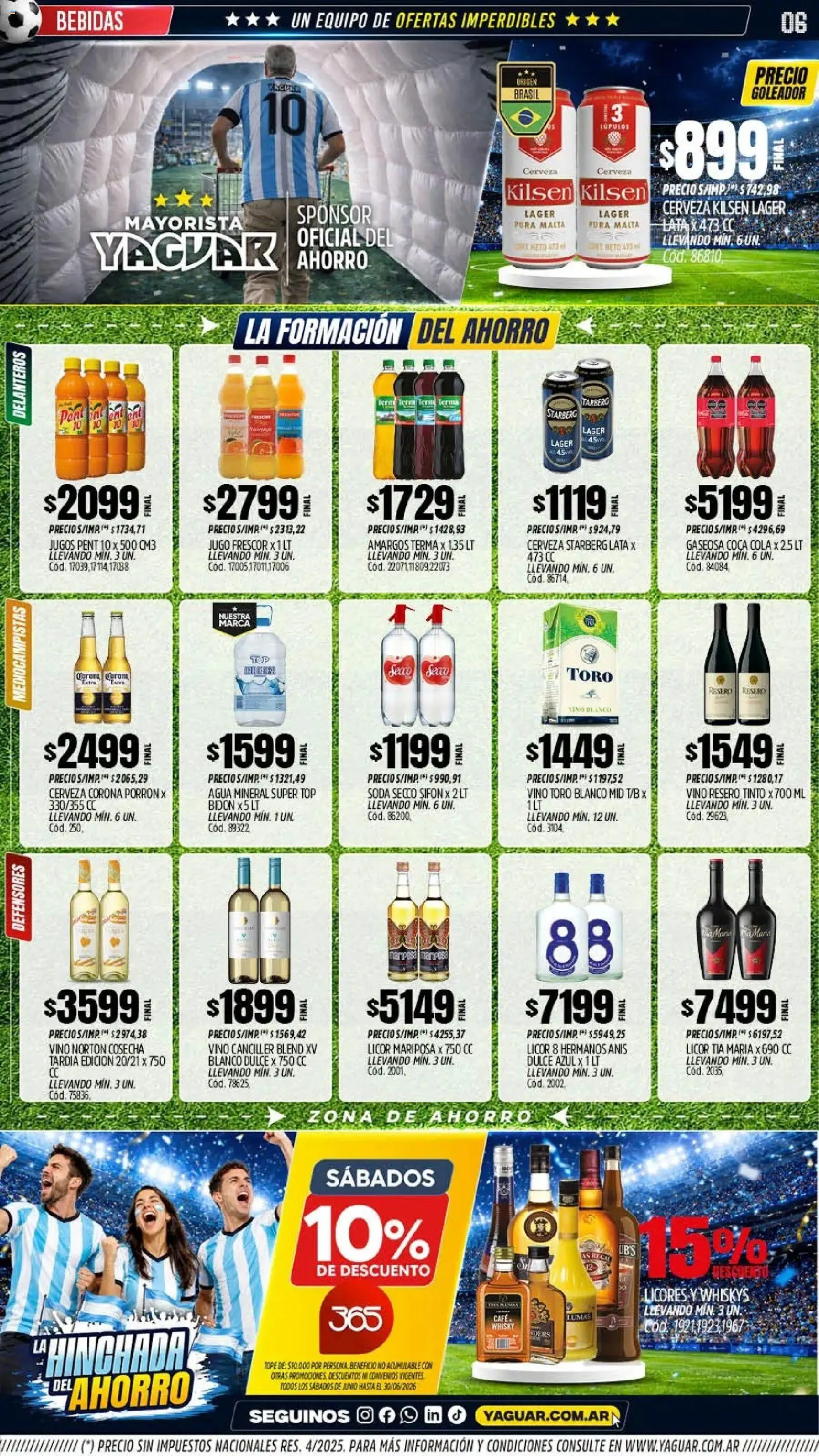 Yaguar - Oferta Semanal Santa Fé │ válido desde el 01.06.2026 | Página: 6 | Productos: Bidón, Soda, Jugo, Cerveza