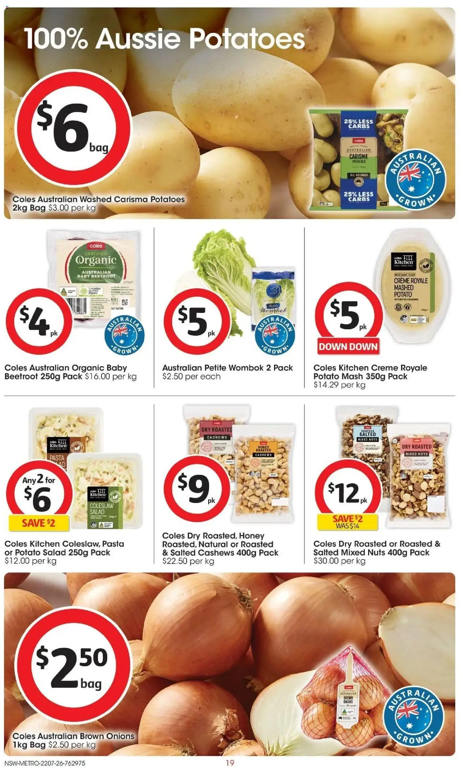 Coles catalogue - valid from 22/07/2026 | Page: 19 | Products: Pasta, Nuts, Potatoes, Bag