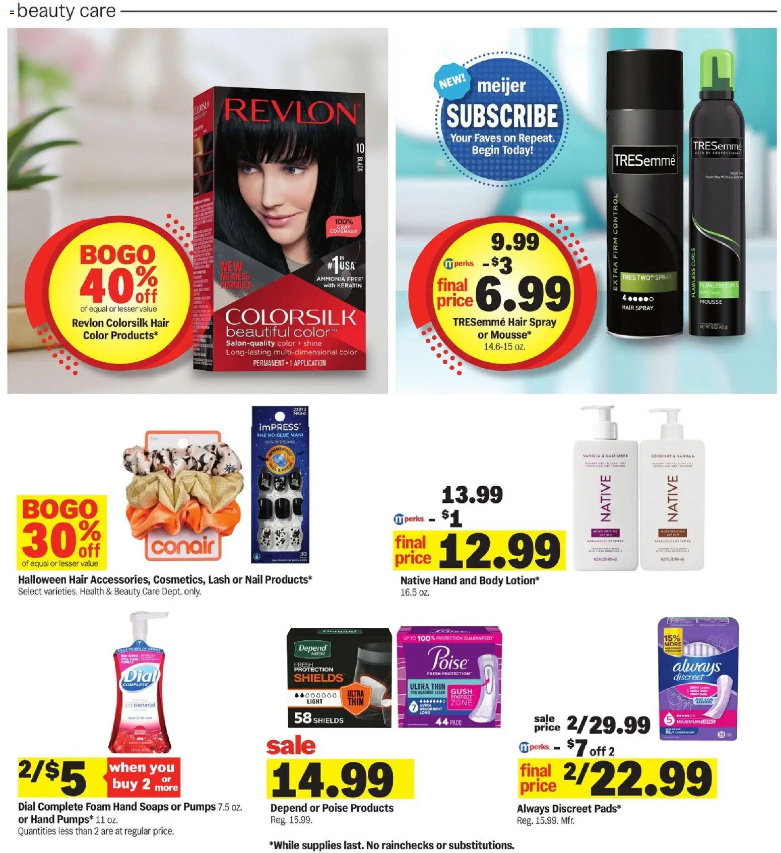 Meijer Weekly Ad - MI - valid from 09/23/2026 | Page: 29 | Products: Pads, Coconut, Foam, Vanilla