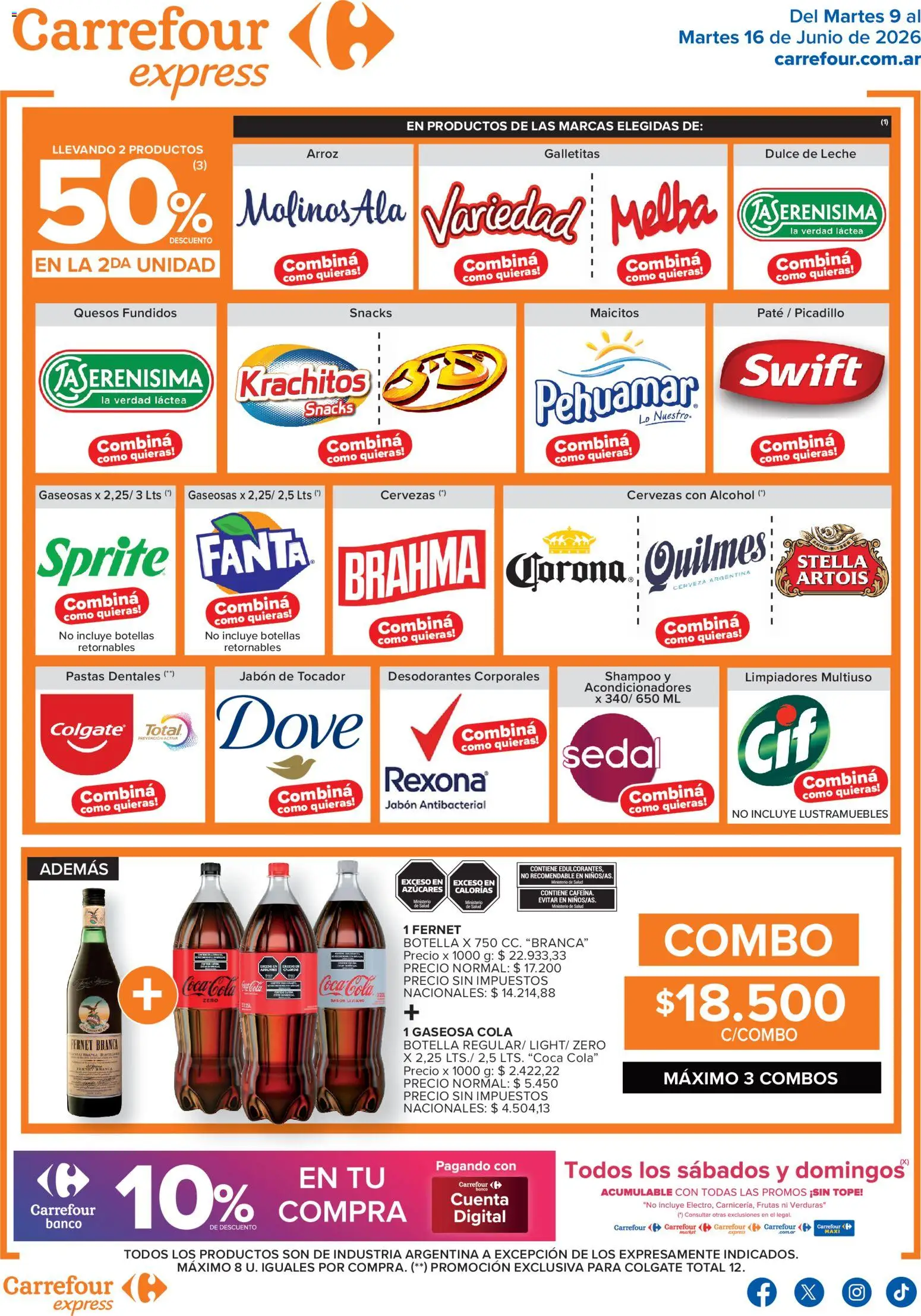 Carrefour ofertas │ válido desde el 09.06.2026 | Página: 2 | Productos: Botella, Fernet, Paté, Cerveza