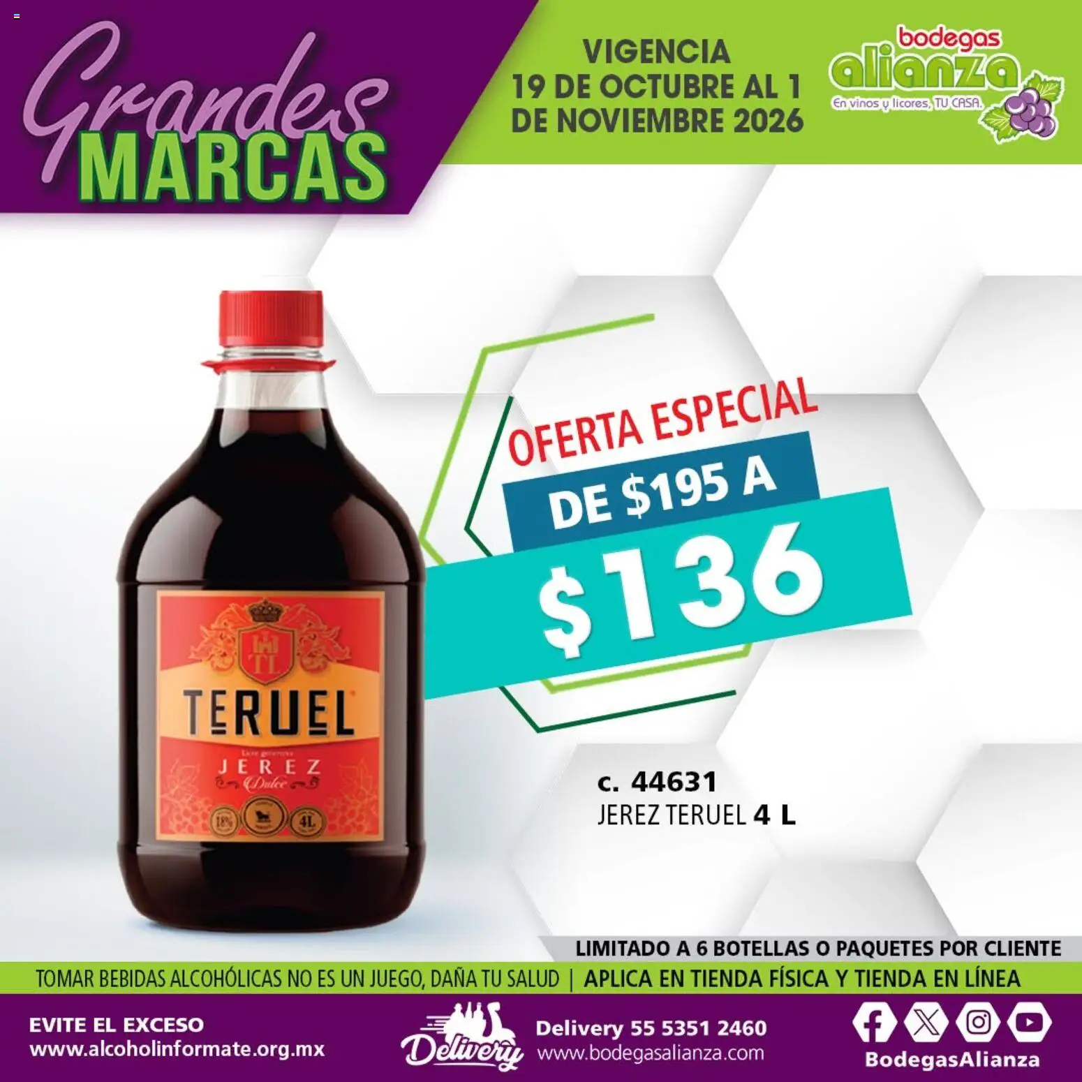 Nuevas ofertas de Bodegas Alianza válidas en toda la República Mexicana desde el 19/10/2026. ¡Encuentra las mejores ofertas en Bodegas Alianza catálogo Grandes Marcas! | Página: 1