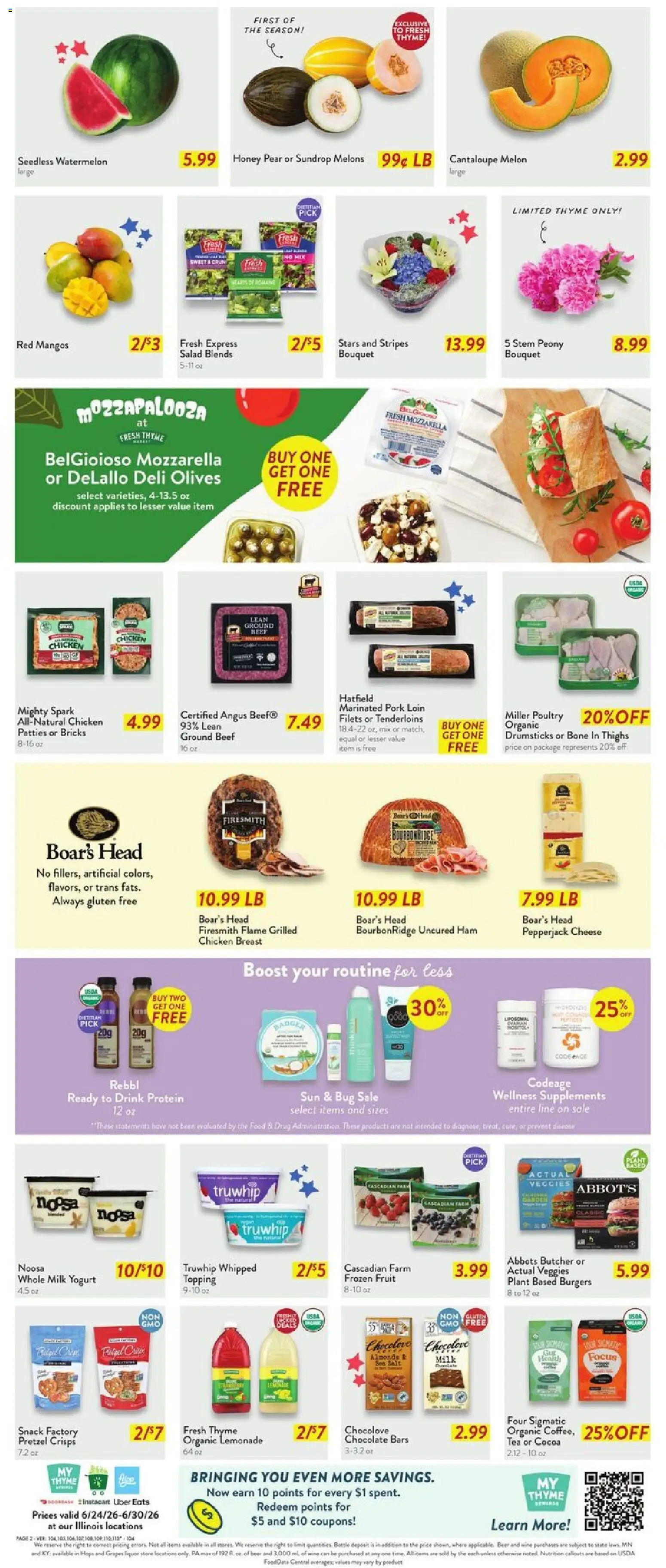 Fresh Thyme Weekly Ad - valid from 06/24/2026 | Page: 5 | Products: Cheese, Yogurt, Wine, Tea