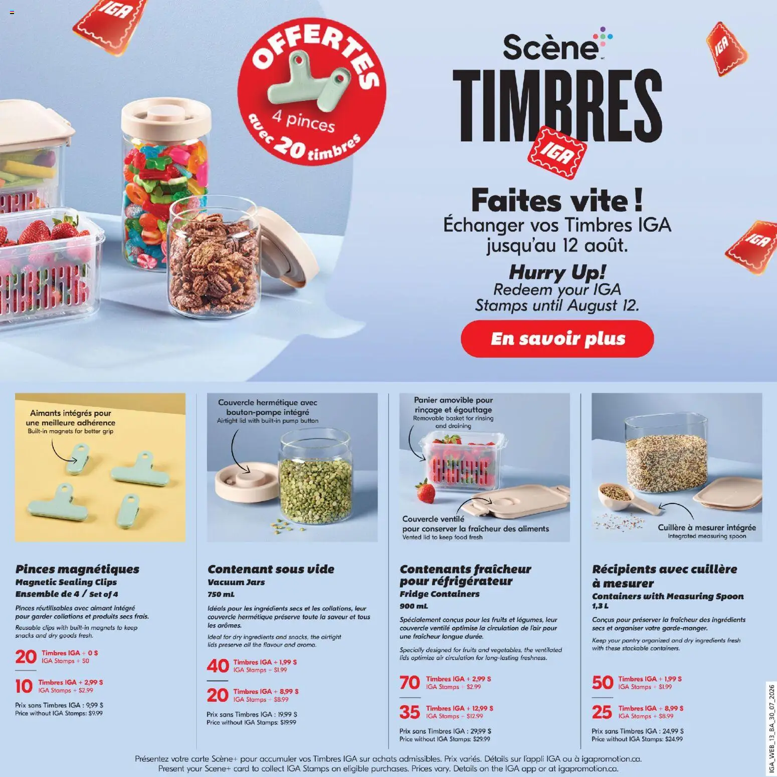 IGA flyer valid from Jul 30, 2026 | Page: 17 | Products: Food, Lids, Basket, Ingredients