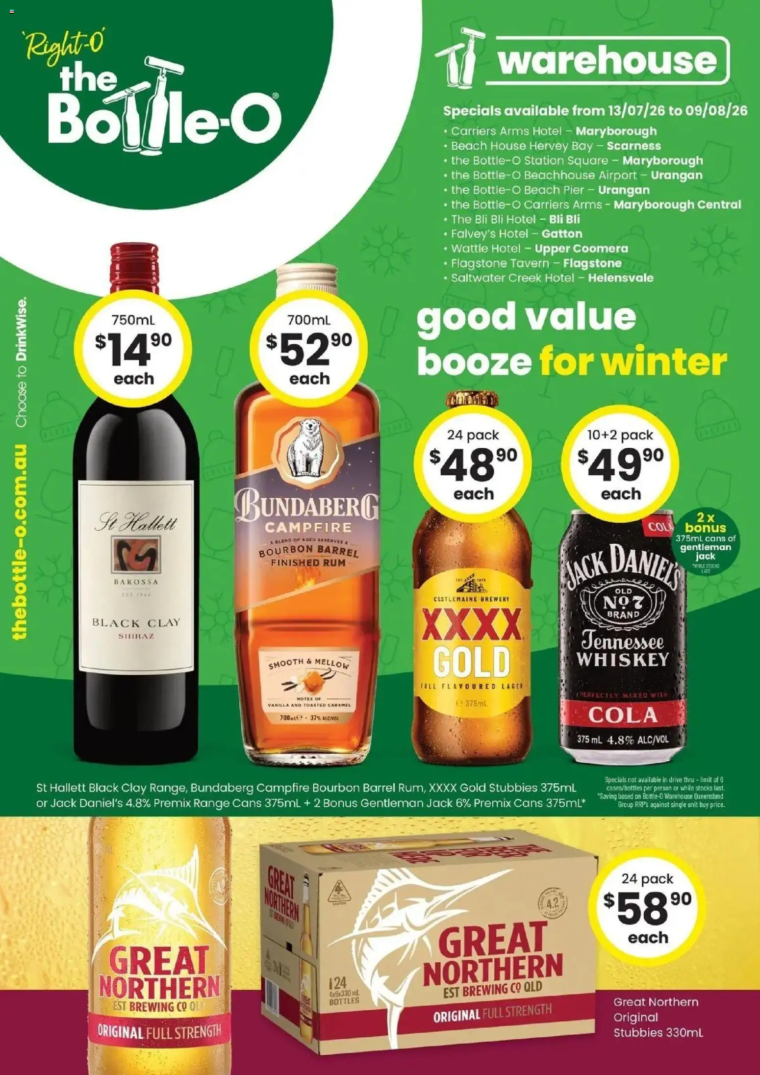 The Bottle-O catalogue - valid from 12/07/2026 | Page: 1 | Products: Bourbon, Rum, Clay, Jack Daniel’s