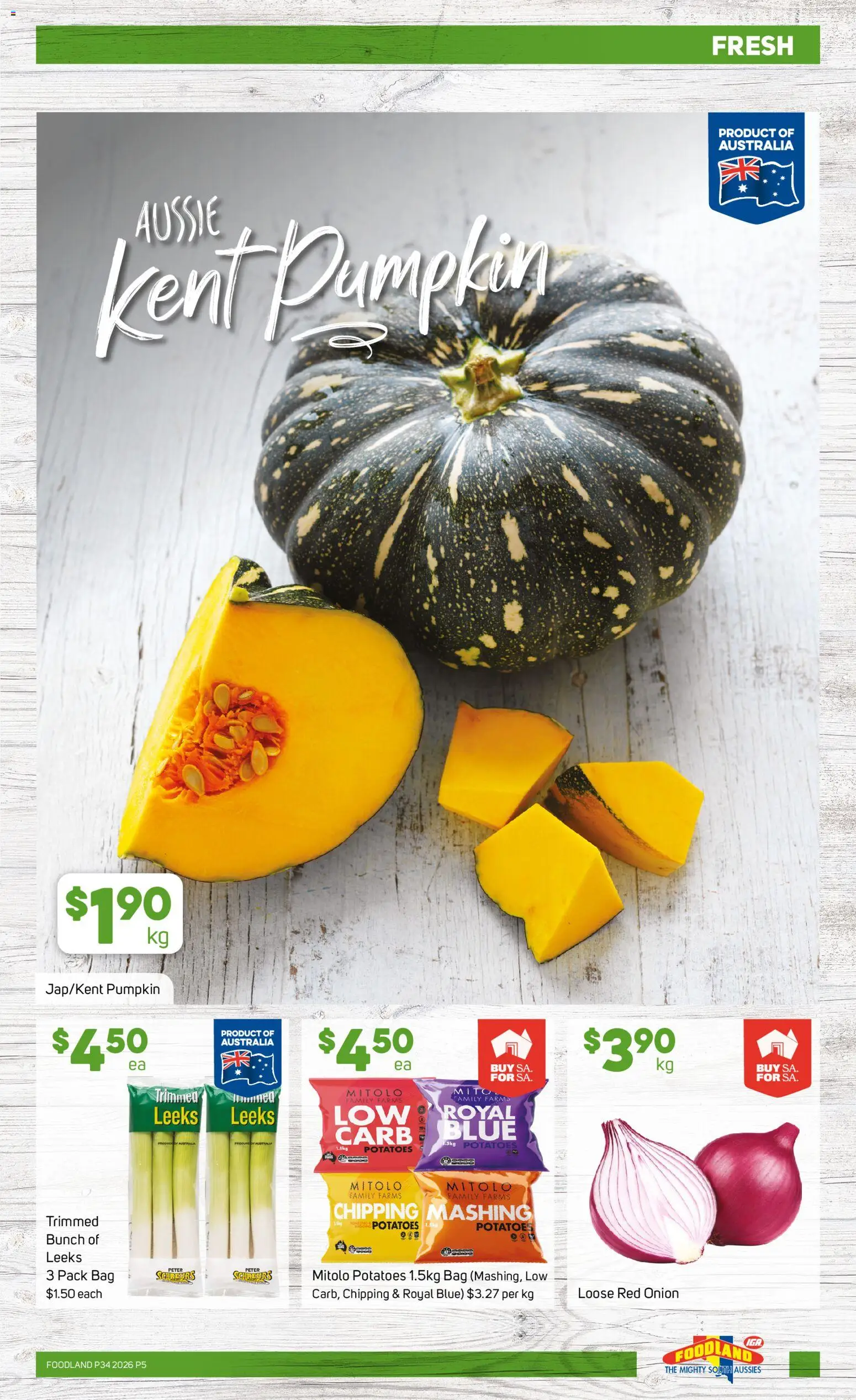Foodland catalogue - valid from 19/08/2026 | Page: 5 | Products: Leeks, Onion, Bag, Red onion