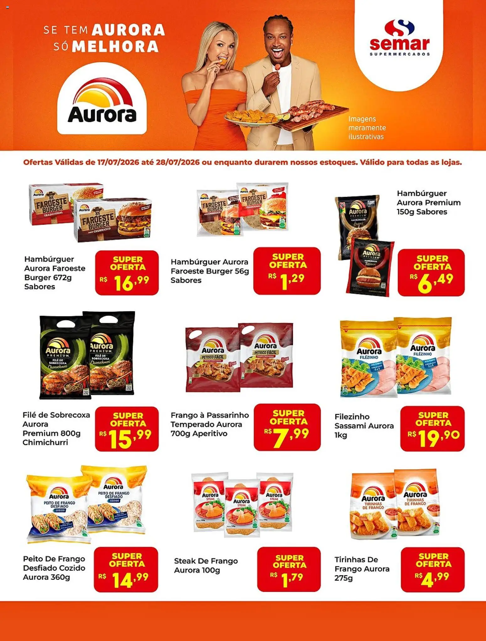 Semar Supermercado Folheto - válido de 17/07/2026 | Página: 1 | Produtos: Hambúrguer, Frango, Peito de frango