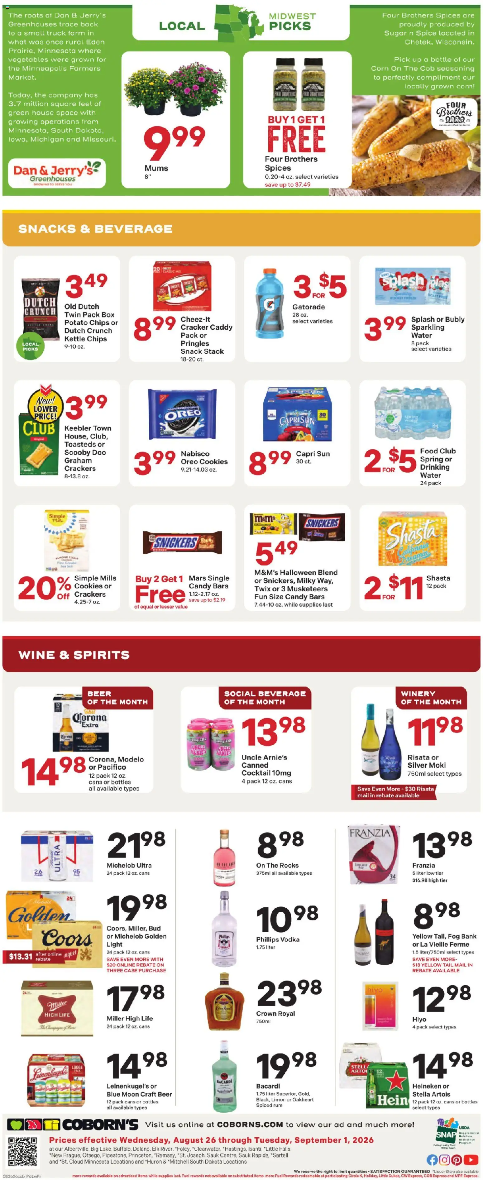 Coborn's - Weekly Ad - valid from 08/26/2026 | Page: 8 | Products: Wine, Oreo, Spices, Vegetables
