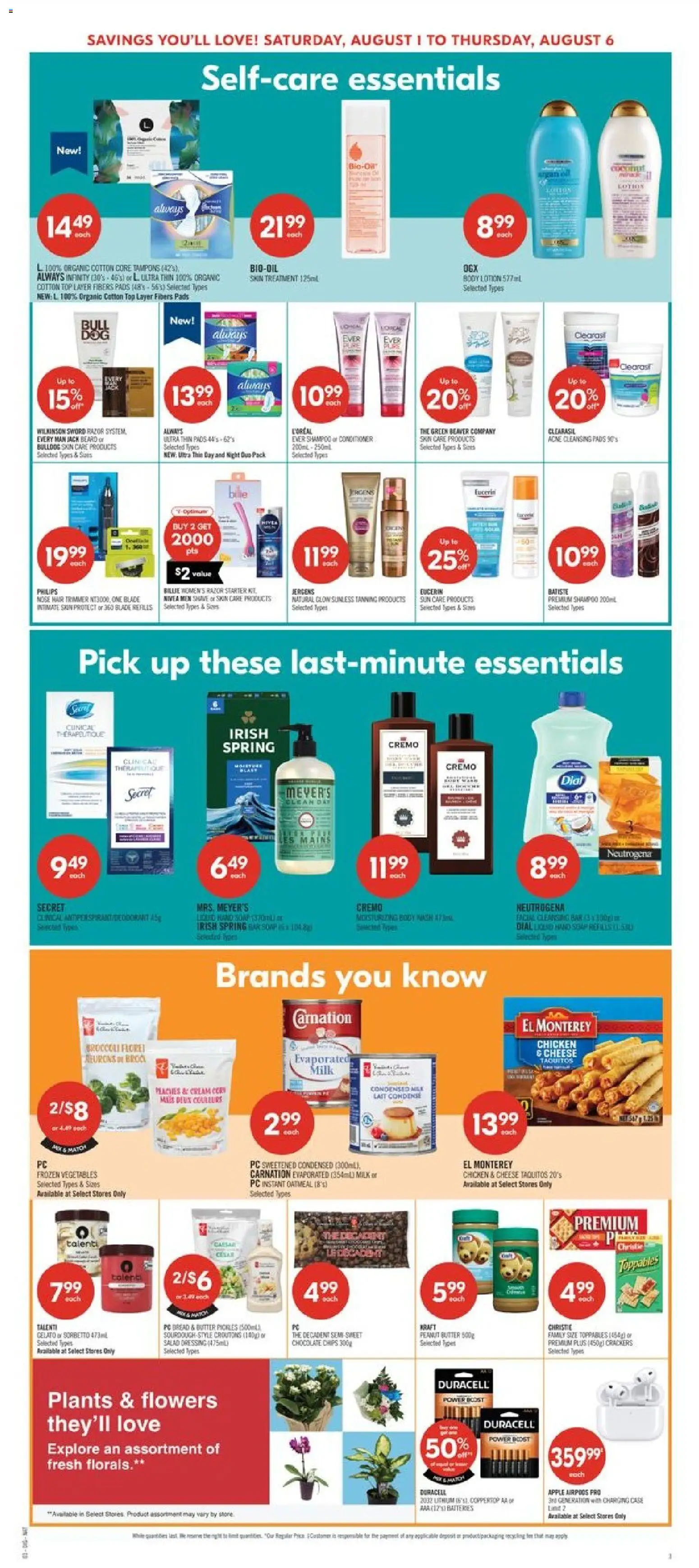 Shoppers flyer valid from Jul 31, 2026 | Page: 16 | Products: Cream, Case, Body lotion, Body wash