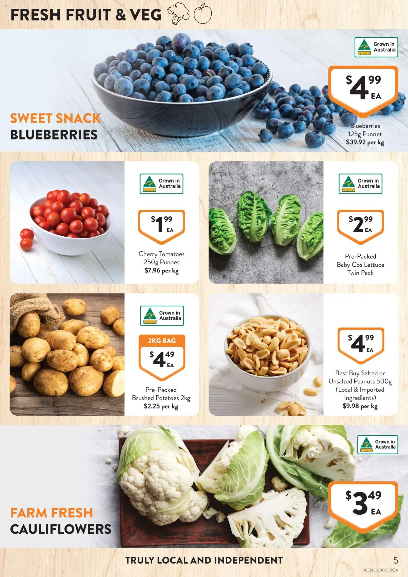 Foodworks catalogue - valid from 08/07/2026 | Page: 5 | Products: Lettuce, Peanuts, Blueberries, Bag