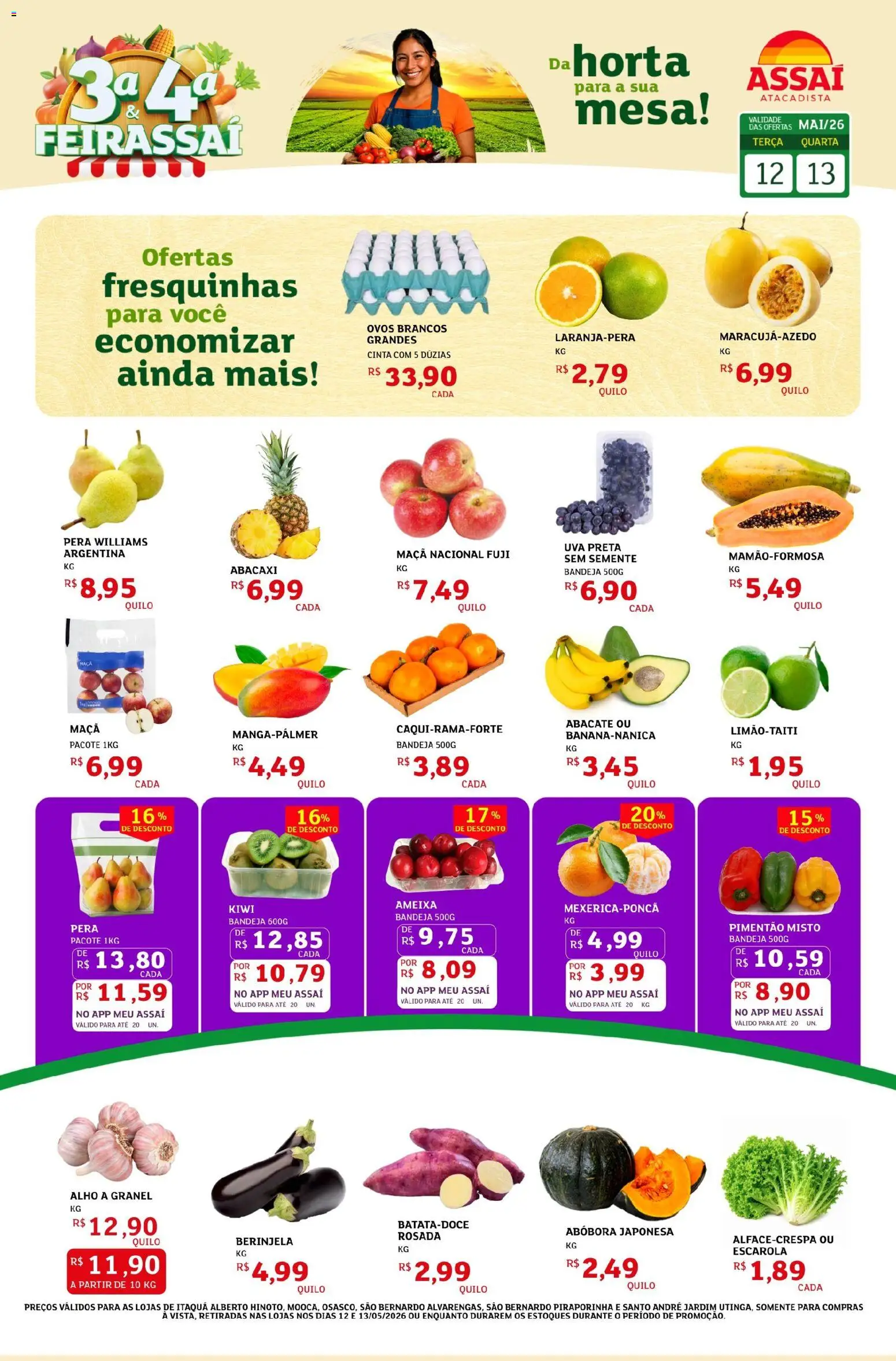Assaí Atacadista Folheto - válido de 12.05.2026 | Página: 1 | Produtos: Pera, Pimentão, Ovos, Ameixa