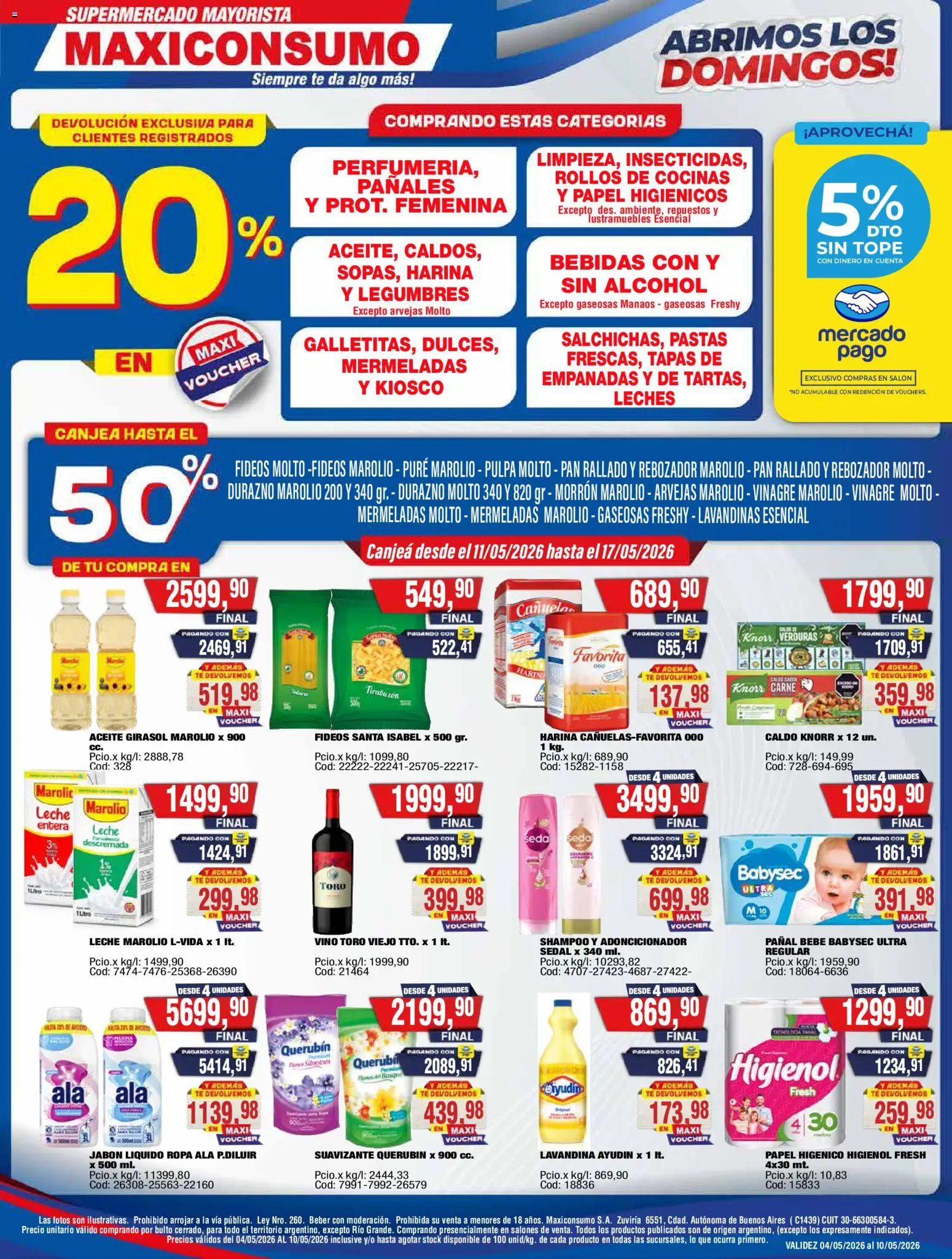 Maxiconsumo ofertas │ válido desde el 11.05.2026 | Página: 1 | Productos: Durazno, Jabón líquido, Jabón, Ropa