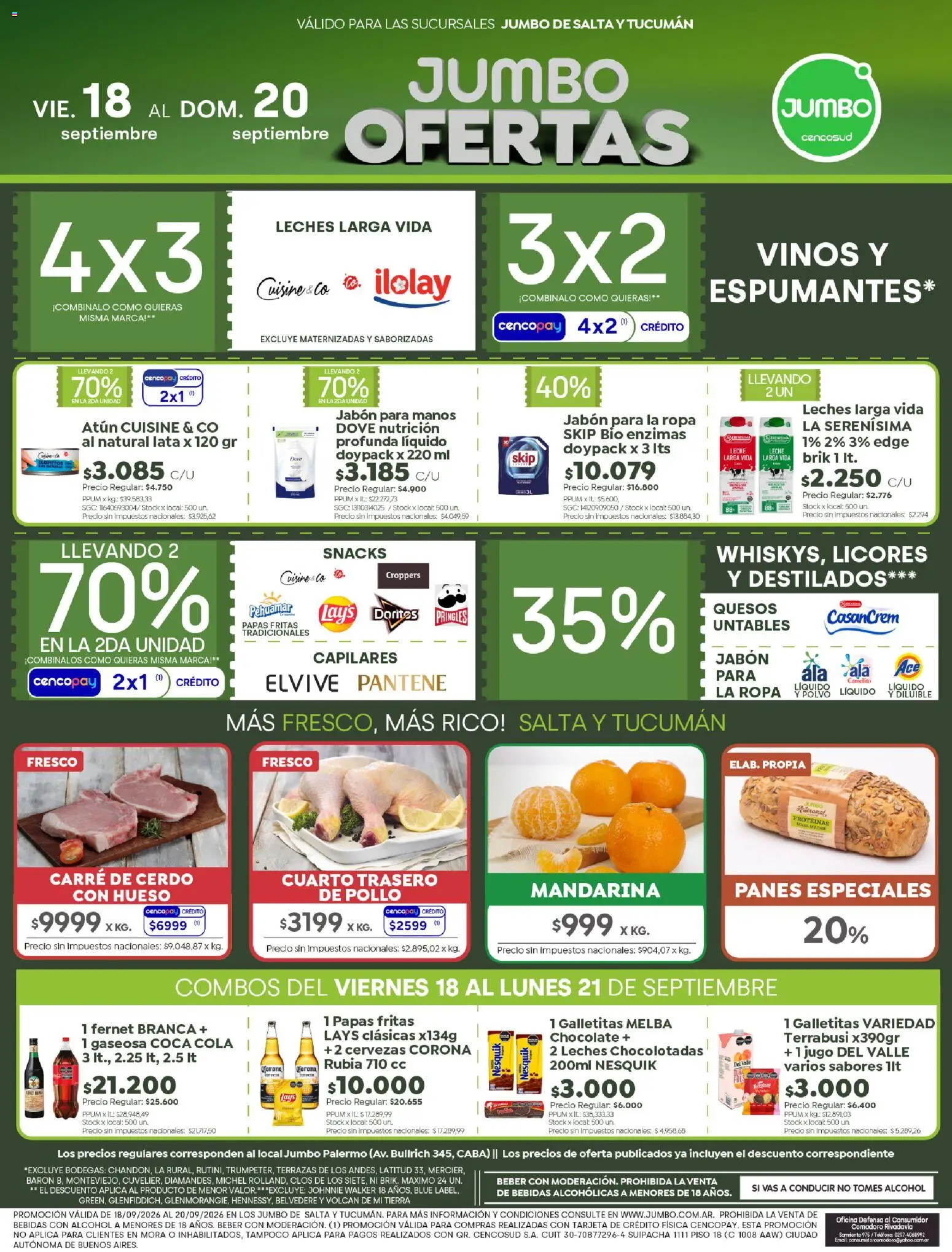 Jumbo - Ofertas | Salta & Tucumán │ válido desde el 18/09/2026 | Página: 1 | Productos: Bebidas, Polvo, Fernet, Snacks