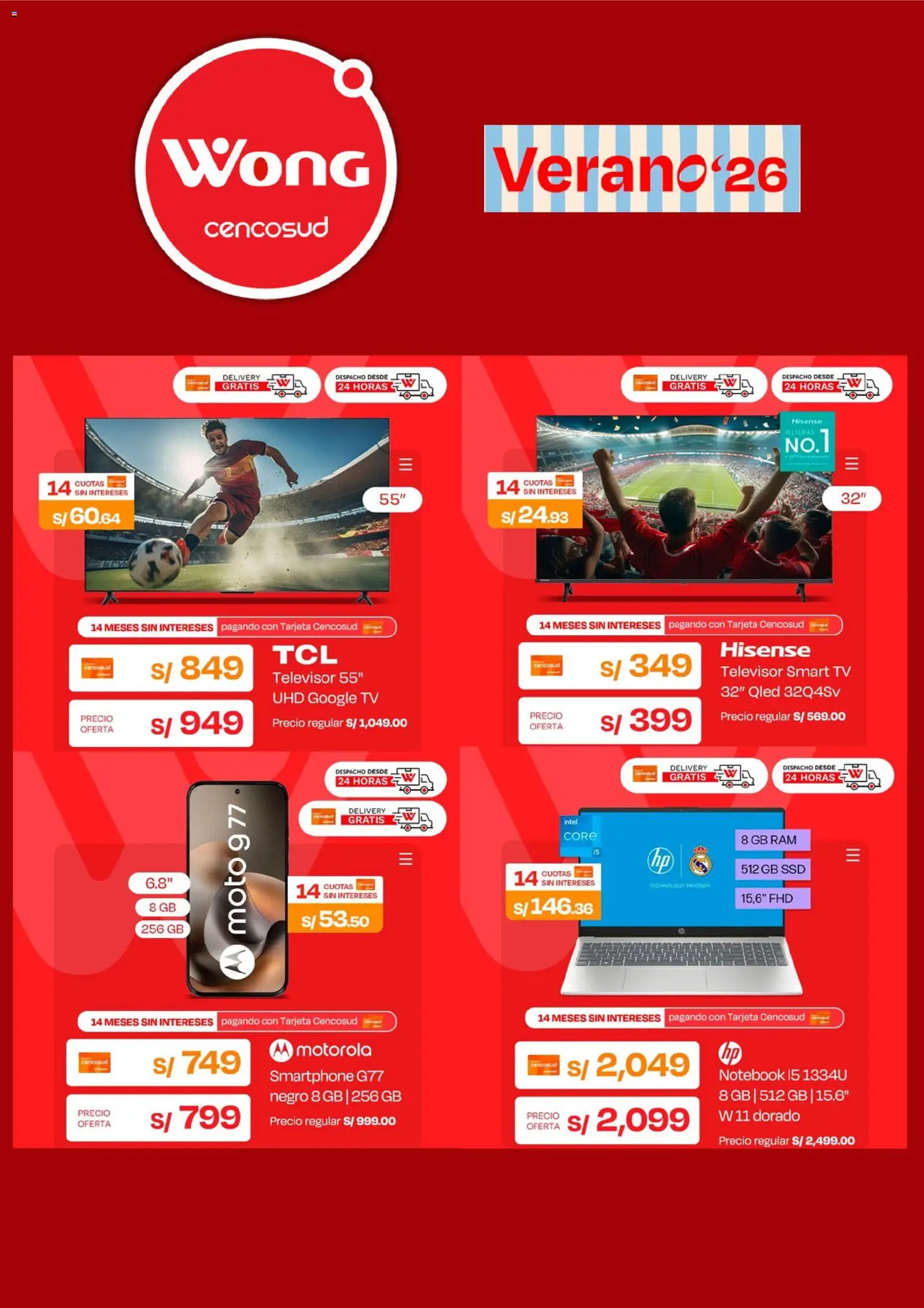 Catálogo Wong válido desde 08.06.2026 | Página: 4 | Productos: Smartphone, Notebook, Televisor